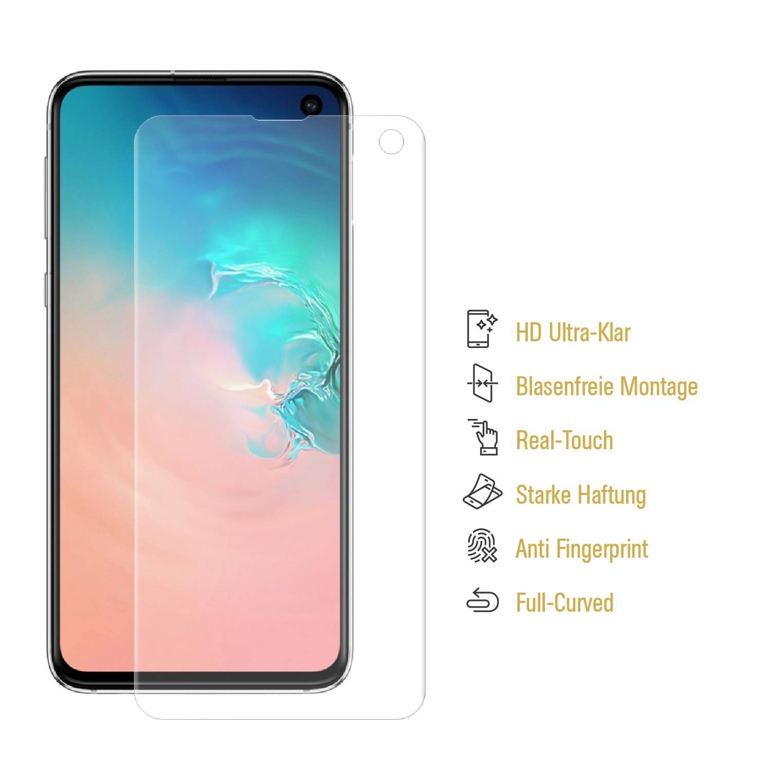 6x FULL COVER Displayschutzfolie für Samsung Galaxy S10e Premium Displayfolie Schutzfolie 3D KLAR