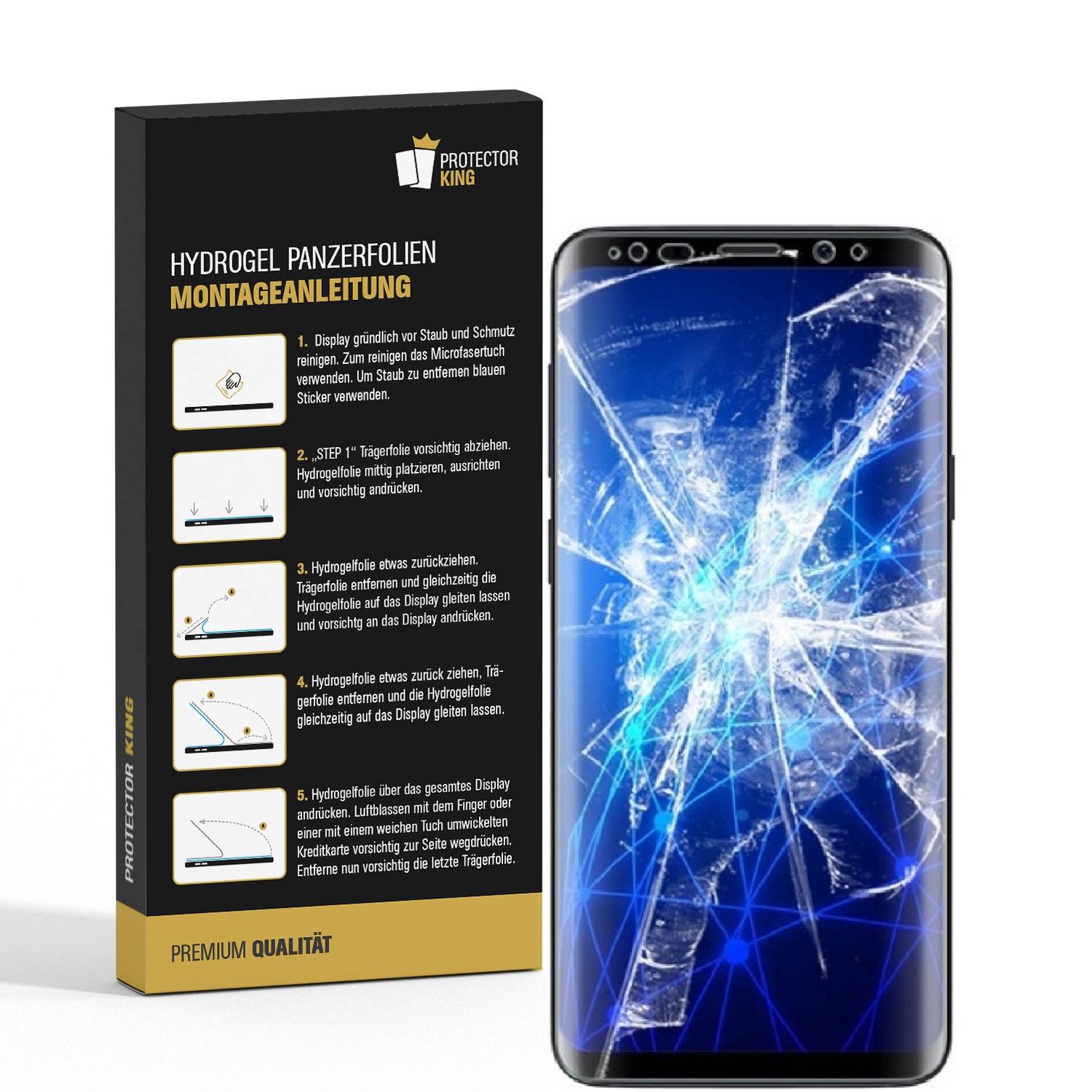 3x Hydrogel-Glass für Samsung Galaxy S9 Selbstheilend für Micro Kratzer 3D KLAR Panzerfolie Displayschutz Schutzfolie Screen-Protector