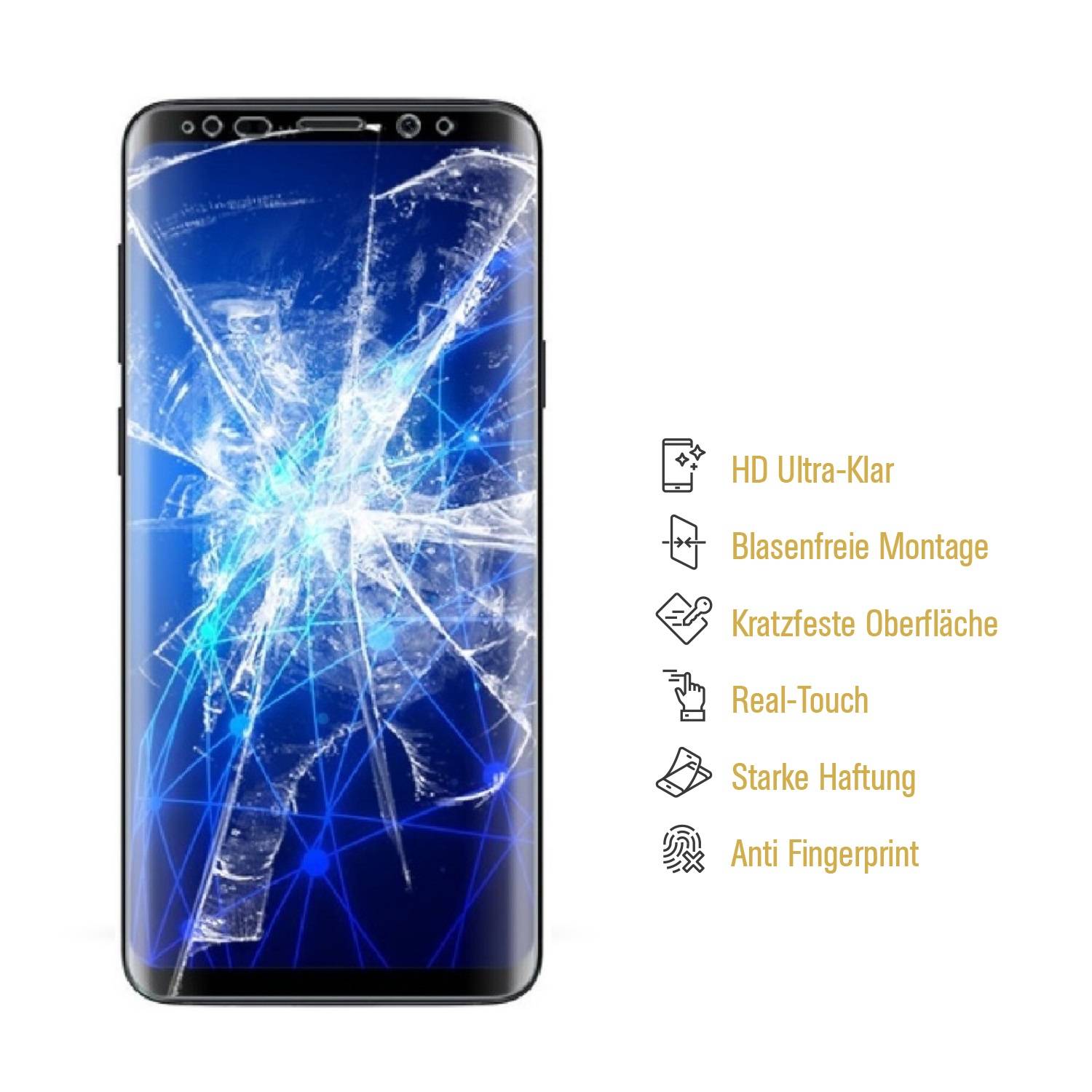 3x Hydrogel-Glass für Samsung Galaxy S9 Selbstheilend für Micro Kratzer 3D KLAR Panzerfolie Displayschutz Schutzfolie Screen-Protector