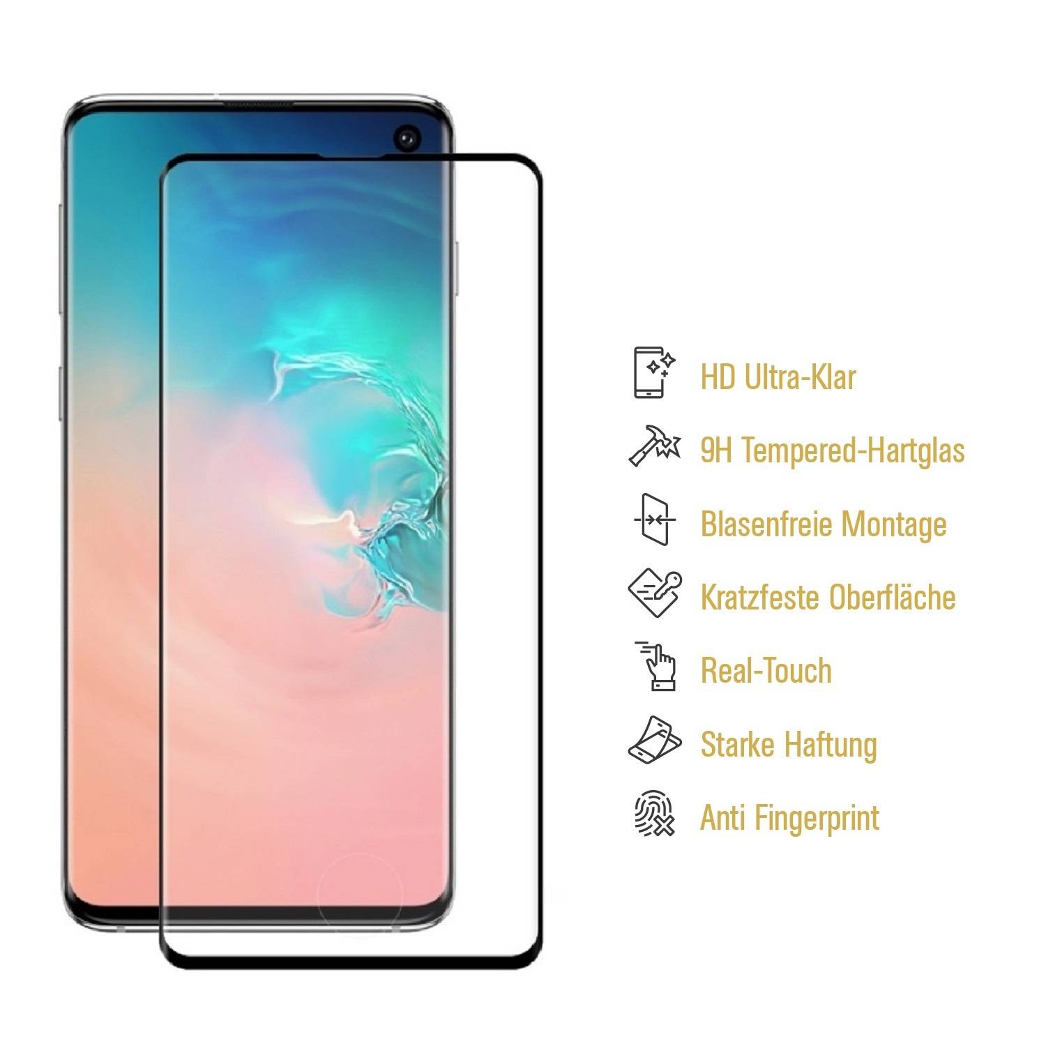 2x 9H Hartglas für Samsung Galaxy S10 FULL CURVED Displayschutz Schutzglas Schutzfolie Panzerfolie SW Panzerglas Displayglas Echtes Tempered Glas