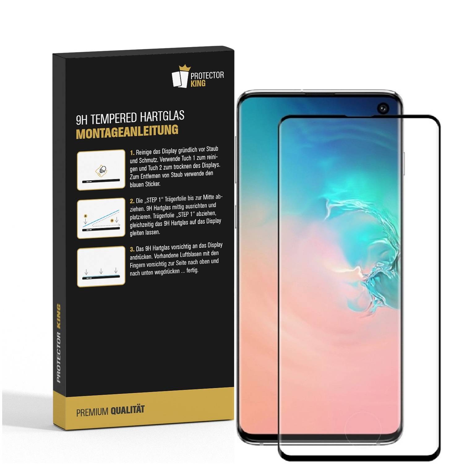 1x 9H Hartglas für Samsung Galaxy S10 FULL CURVED Displayschutz Schutzglas Schutzfolie Panzerfolie SW Panzerglas Displayglas Echtes Tempered Glas