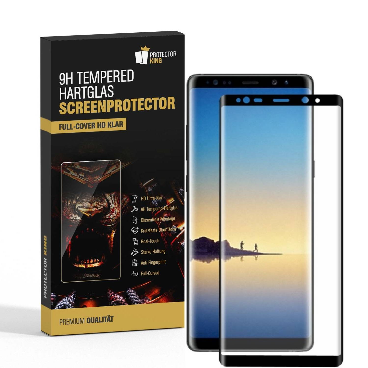 3x 9H Hartglas für Samsung Galaxy Note 8 FULL CURVED Schutzglas Schutzfolie Displayschutz Panzerfolie KLAR Panzerglas Tempered echtes Displayglas