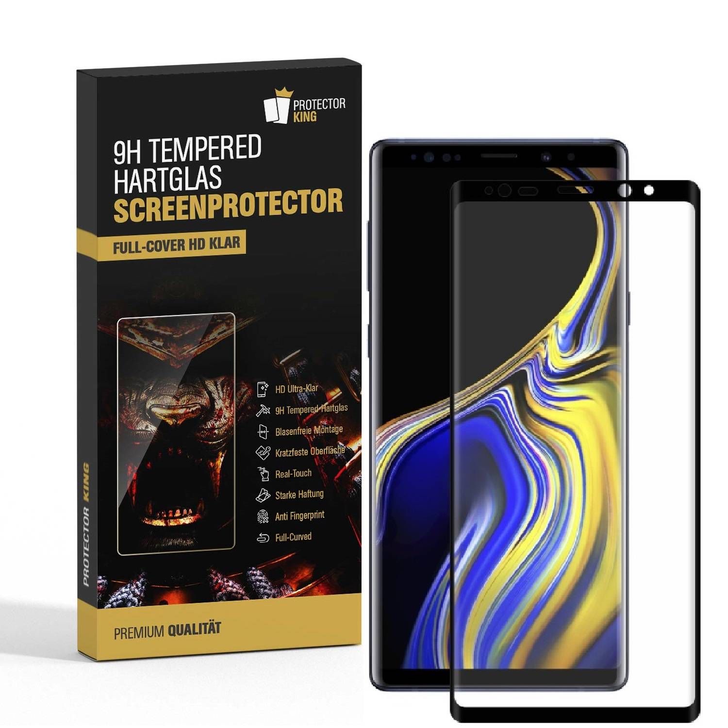 1x 9H Panzerglas für Samsung Galaxy Note 9 FULL CURVED Displayschutz Schutzglas Schutzfolie Panzerfolie KLAR Tempered Hartglas