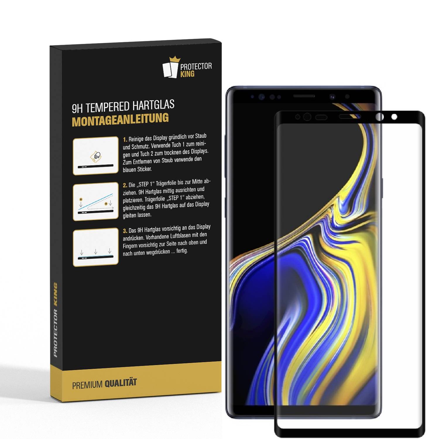2x9H Panzerglas für Samsung Galaxy Note 9 FULL CURVED Displayschutz Schutzglas Schutzfolie Panzerfolie KLAR Tempered Hartglas