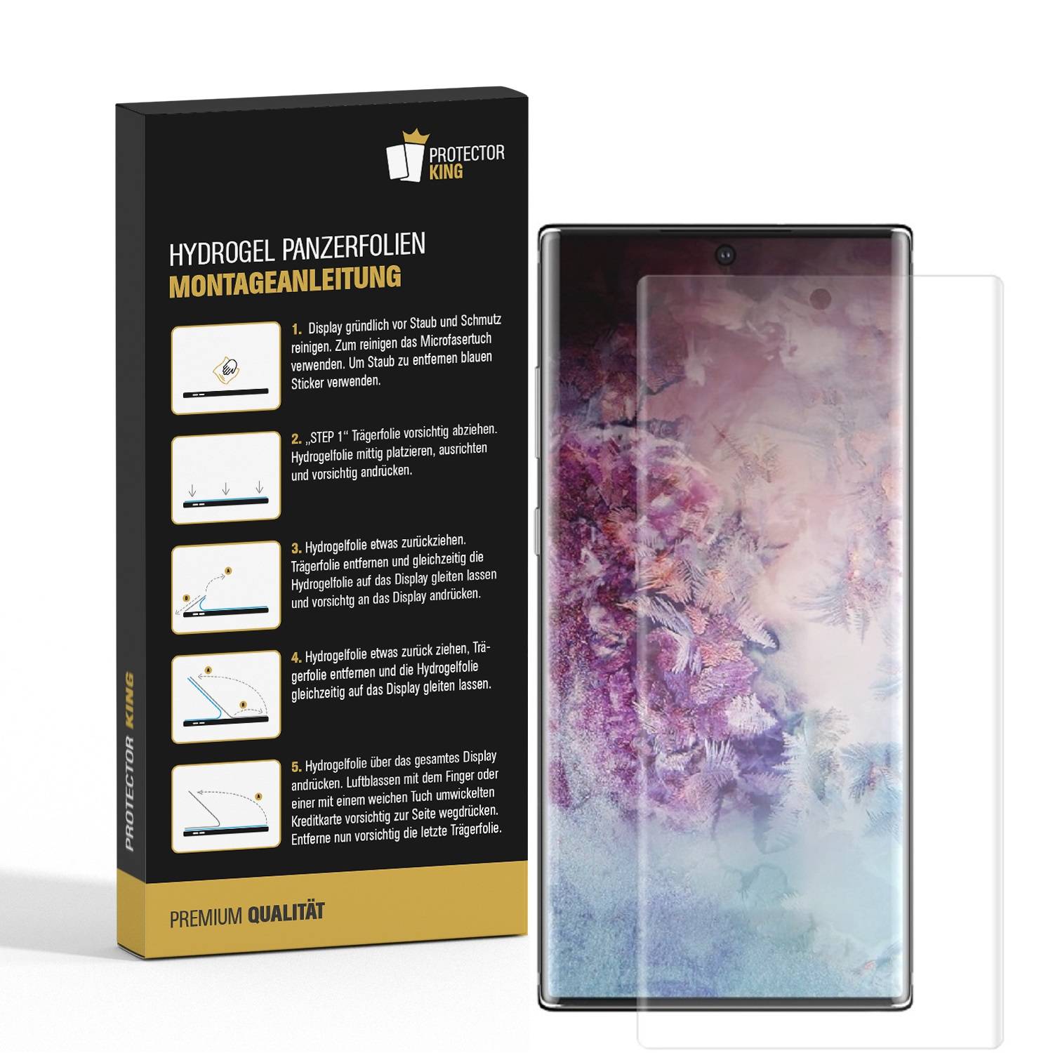 4x Hydrogel-Glass für Samsung Galaxy Note 10 Selbstheilend für Micro Kratzer 3D KLAR Panzerfolie Displayschutz Schutzfolie Screen-Protector