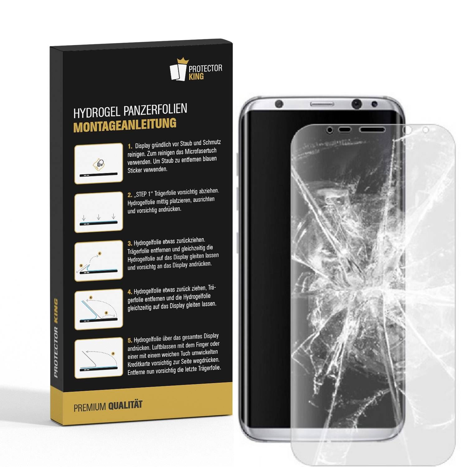 3x Hydrogel-Glass für Samsung Galaxy S8 Selbstheilend für Micro Kratzer 3D KLAR Panzerfolie Displayschutz Schutzfolie Screen-Protector