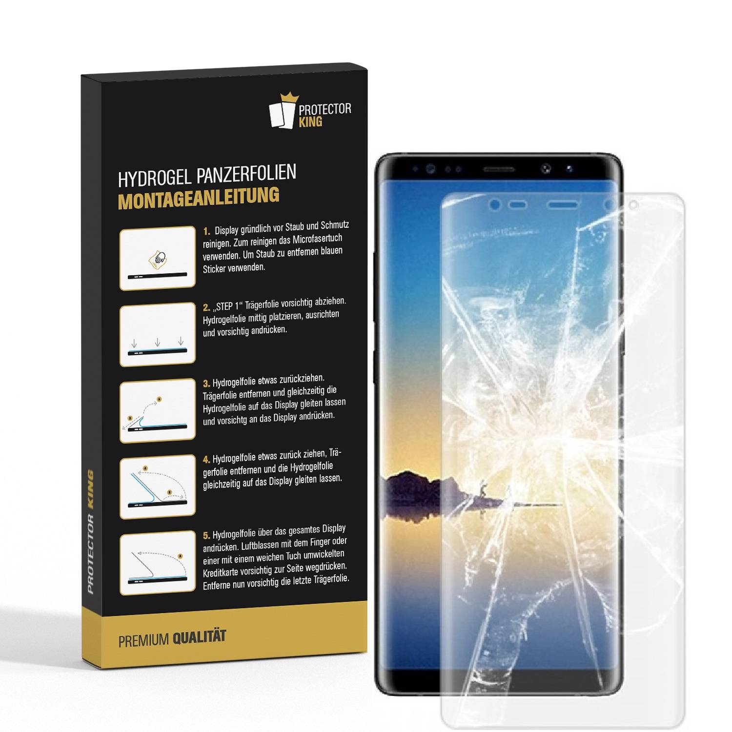 4x Hydrogel-Glass für Samsung Galaxy Note 8 Selbstheilend für Micro Kratzer 3D KLAR Panzerfolie Displayschutz Schutzfolie Screen-Protector