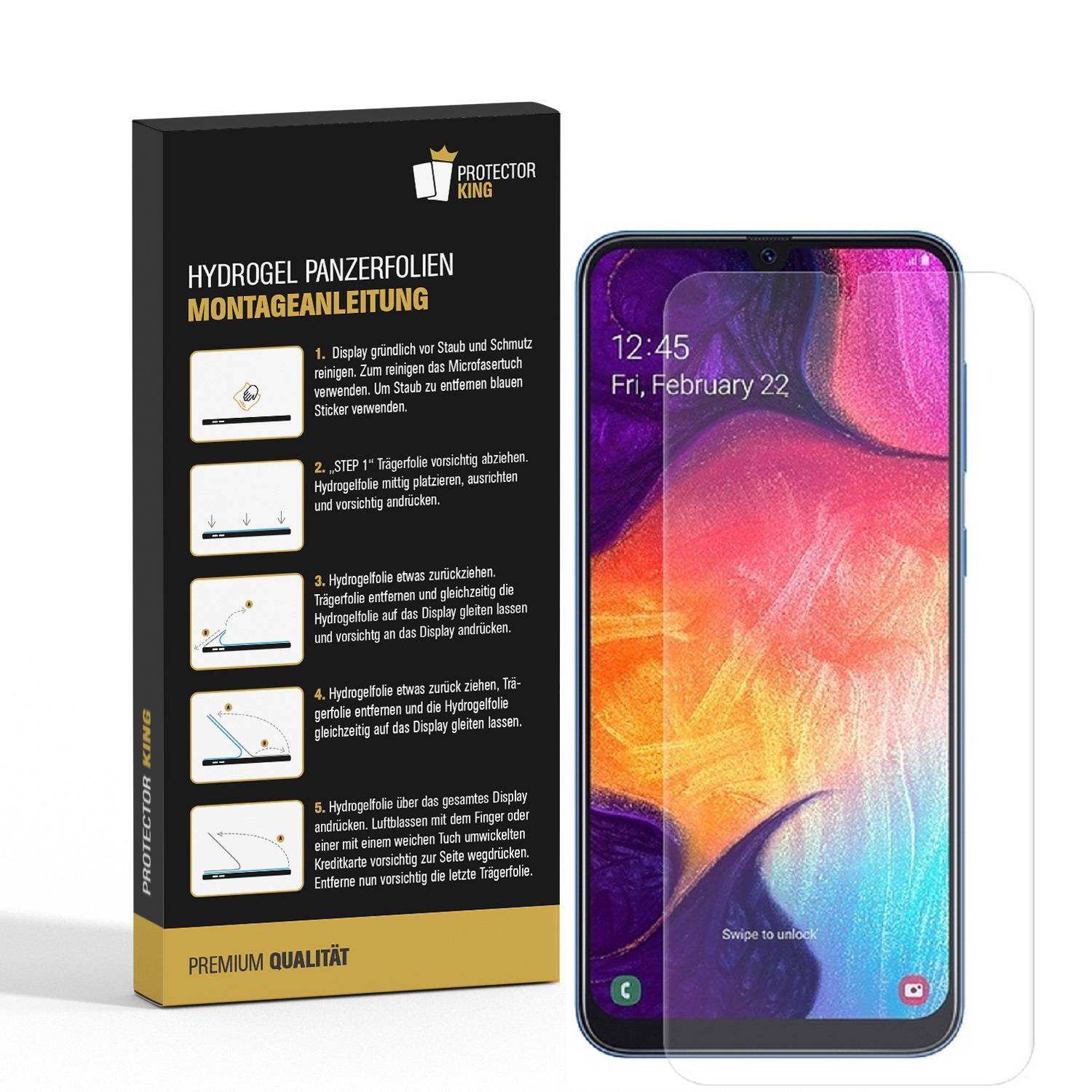 1x Hydrogel-Glass für Samsung Galaxy A40 Selbstheilend für Micro Kratzer 3D KLAR Panzerfolie Displayschutz Schutzfolie Screen-Protector