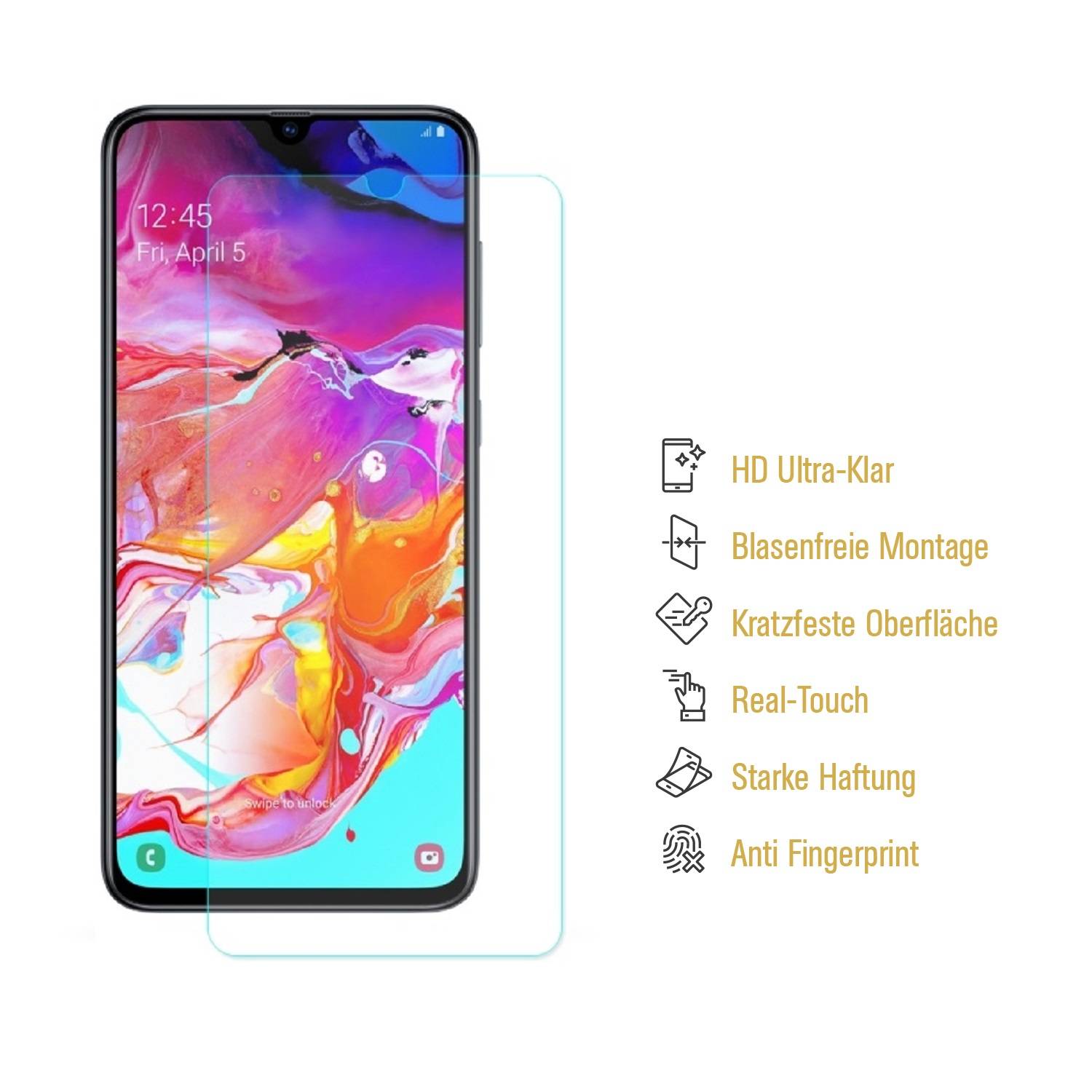 1x Hydrogel-Glass für Samsung Galaxy A70 Selbstheilend für Micro Kratzer 3D KLAR Panzerfolie Displayschutz Schutzfolie Screen-Protector