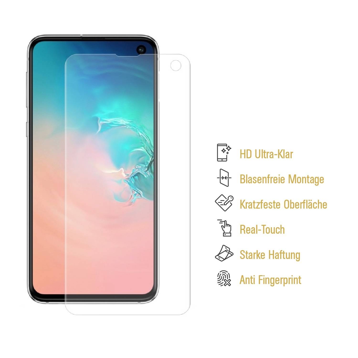 2x Hydrogel-Glass für Samsung Galaxy S10e Selbstheilend für Micro Kratzer 3D KLAR Panzerfolie Displayschutz Schutzfolie Screen-Protector