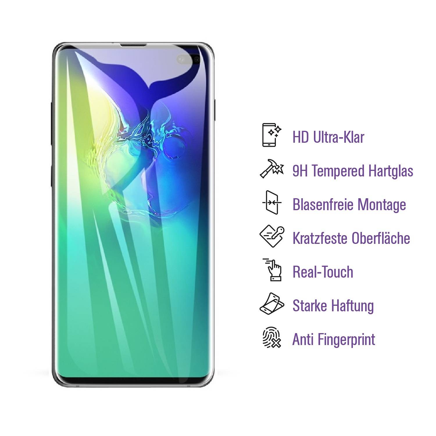 2x UV-Liquid 9H Panzerglas für Samsung Galaxy S10 Plus 3D KLAR echtes Tempered Panzerhartglas Schutzglas Displayschutz Panzerfolie Schutzfolie