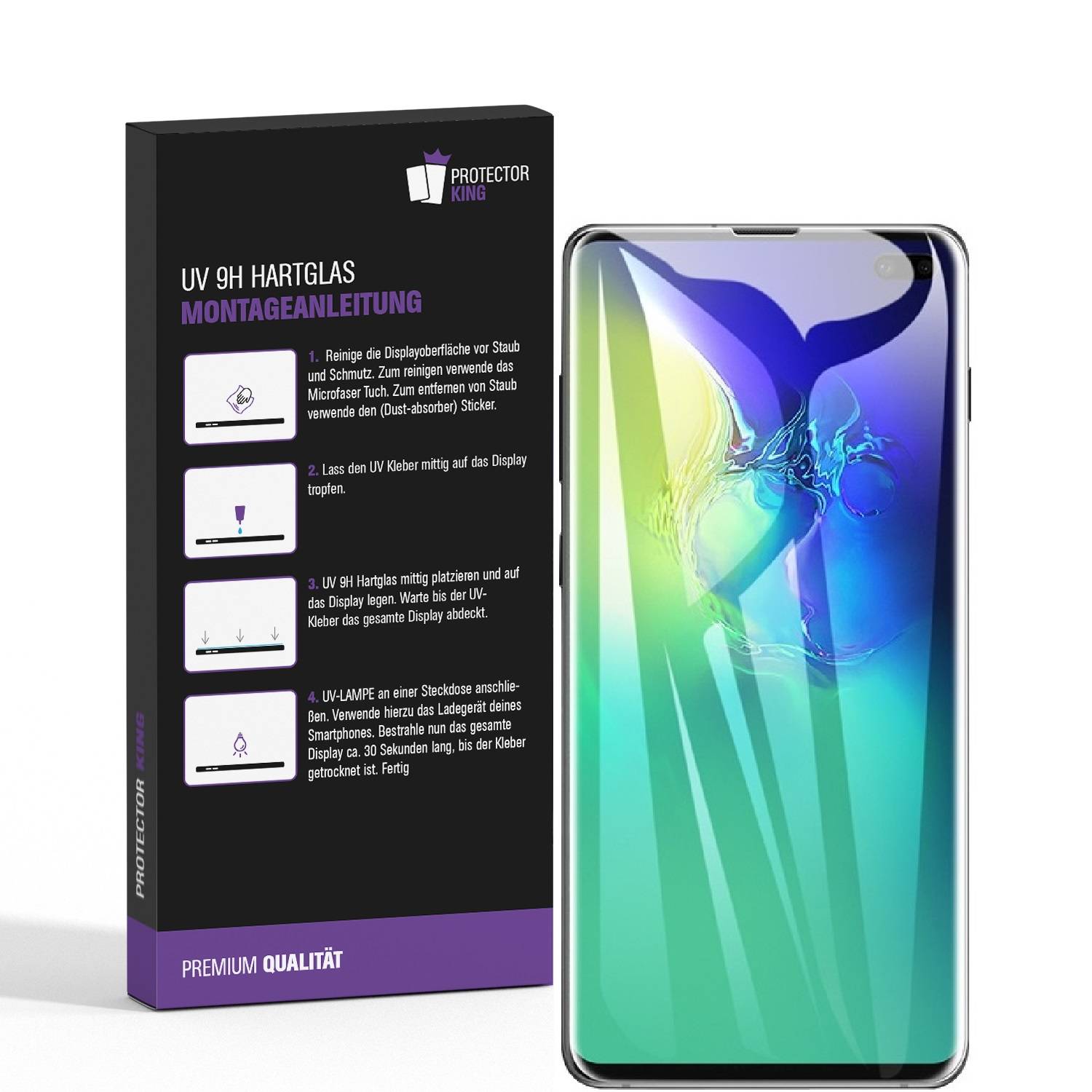 4x UV-Liquid 9H Panzerglas für Samsung Galaxy S10 Plus 3D KLAR echtes Tempered Panzerhartglas Schutzglas Displayschutz Panzerfolie Schutzfolie