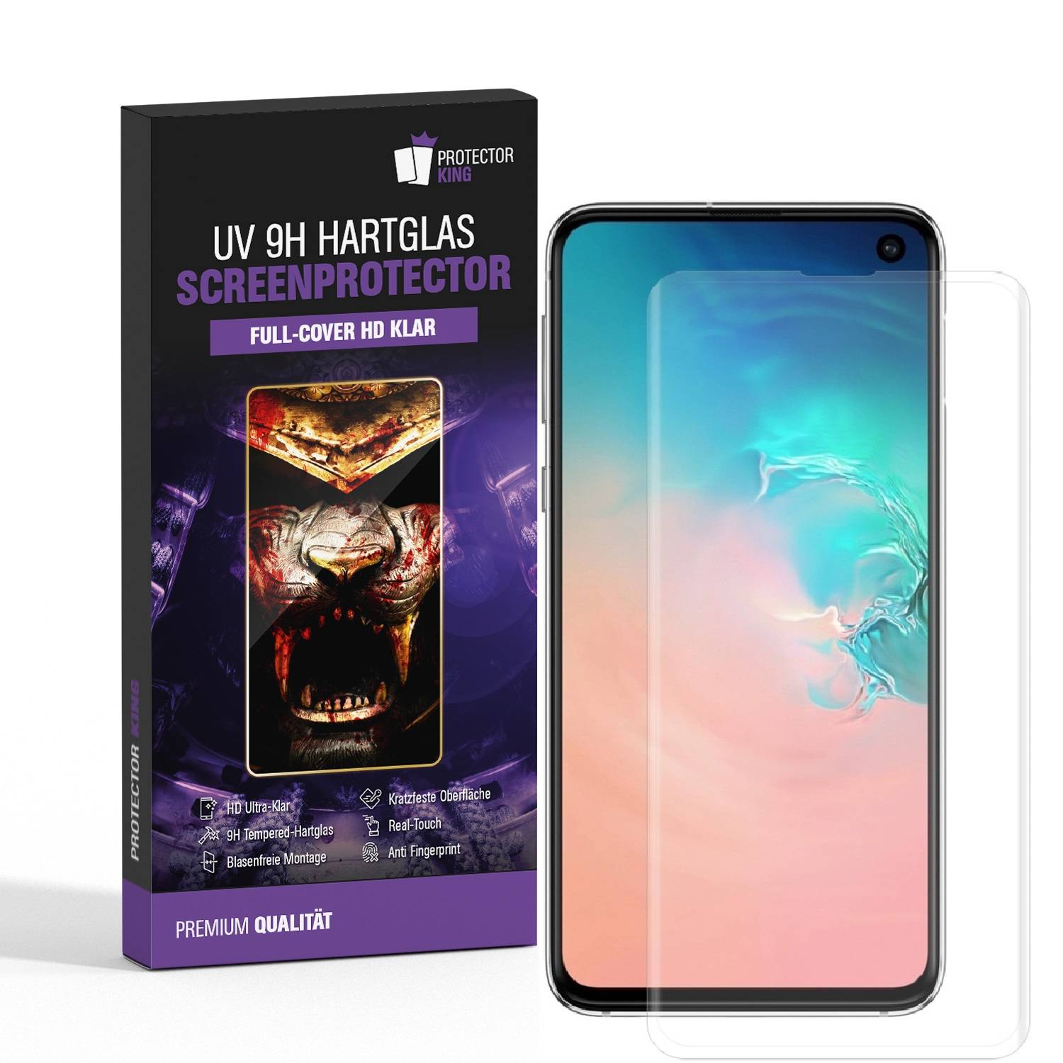 1x UV-Liquid 9H Panzerglas für Samsung Galaxy S10 3D KLAR echtes Tempered Panzerhartglas Schutzglas Displayschutz Panzerfolie Schutzfolie Screen