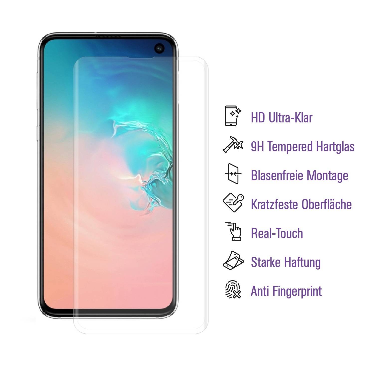 1x UV-Liquid 9H Panzerglas für Samsung Galaxy S10 3D KLAR echtes Tempered Panzerhartglas Schutzglas Displayschutz Panzerfolie Schutzfolie Screen
