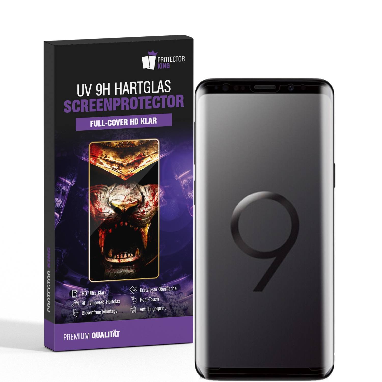 1x UV-Liquid 9H Panzerglas für Samsung Galaxy S9 Plus 3D KLAR echtes Tempered Panzerhartglas Schutzglas Displayschutz Panzerfolie Schutzfolie Screen