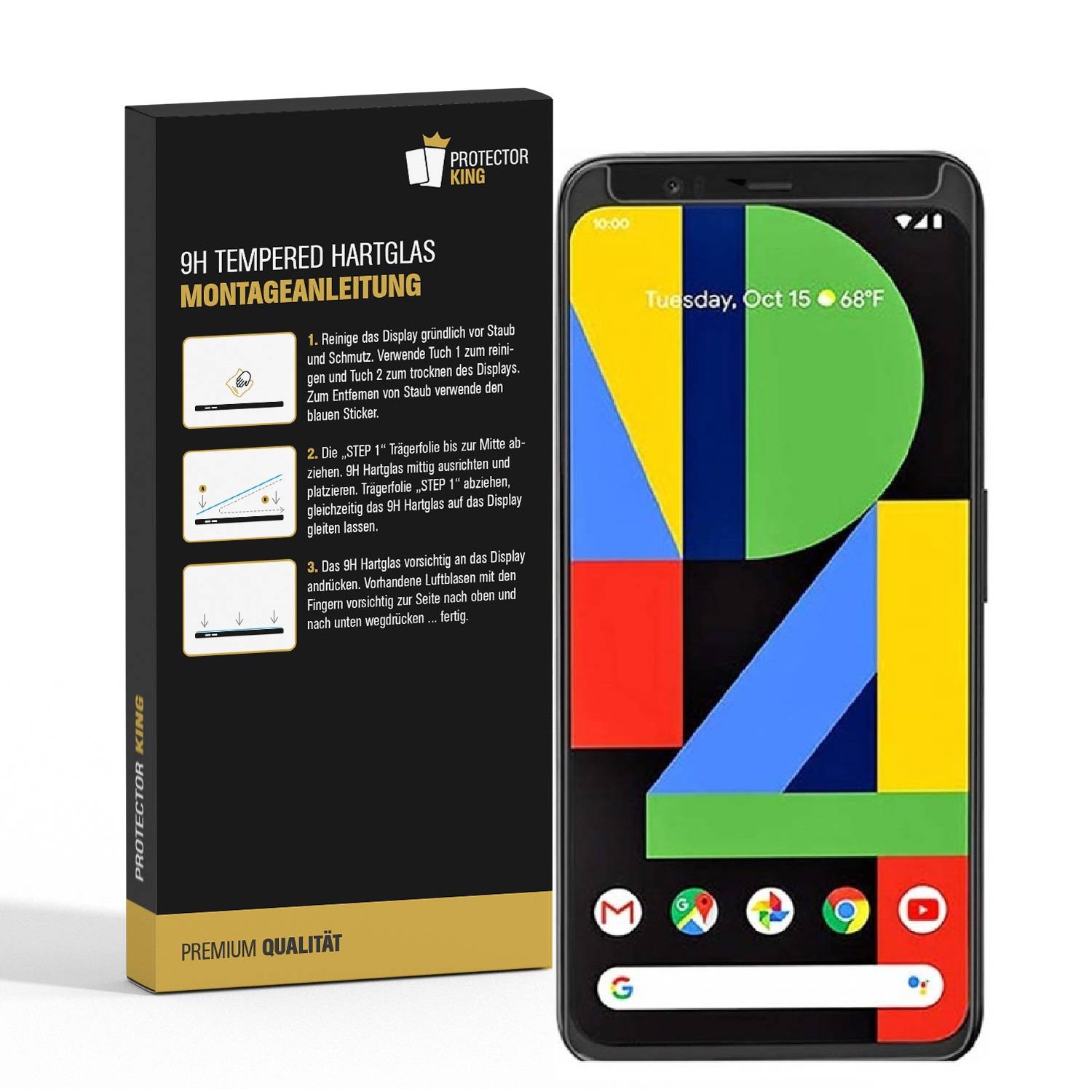 1x 9H Panzerhartglas für Google Pixel 4 ECHTES TEMPERED Panzerglas Screen Protector Displayschutz Schutzglas Panzerfolie Schutzfolie Hartglas