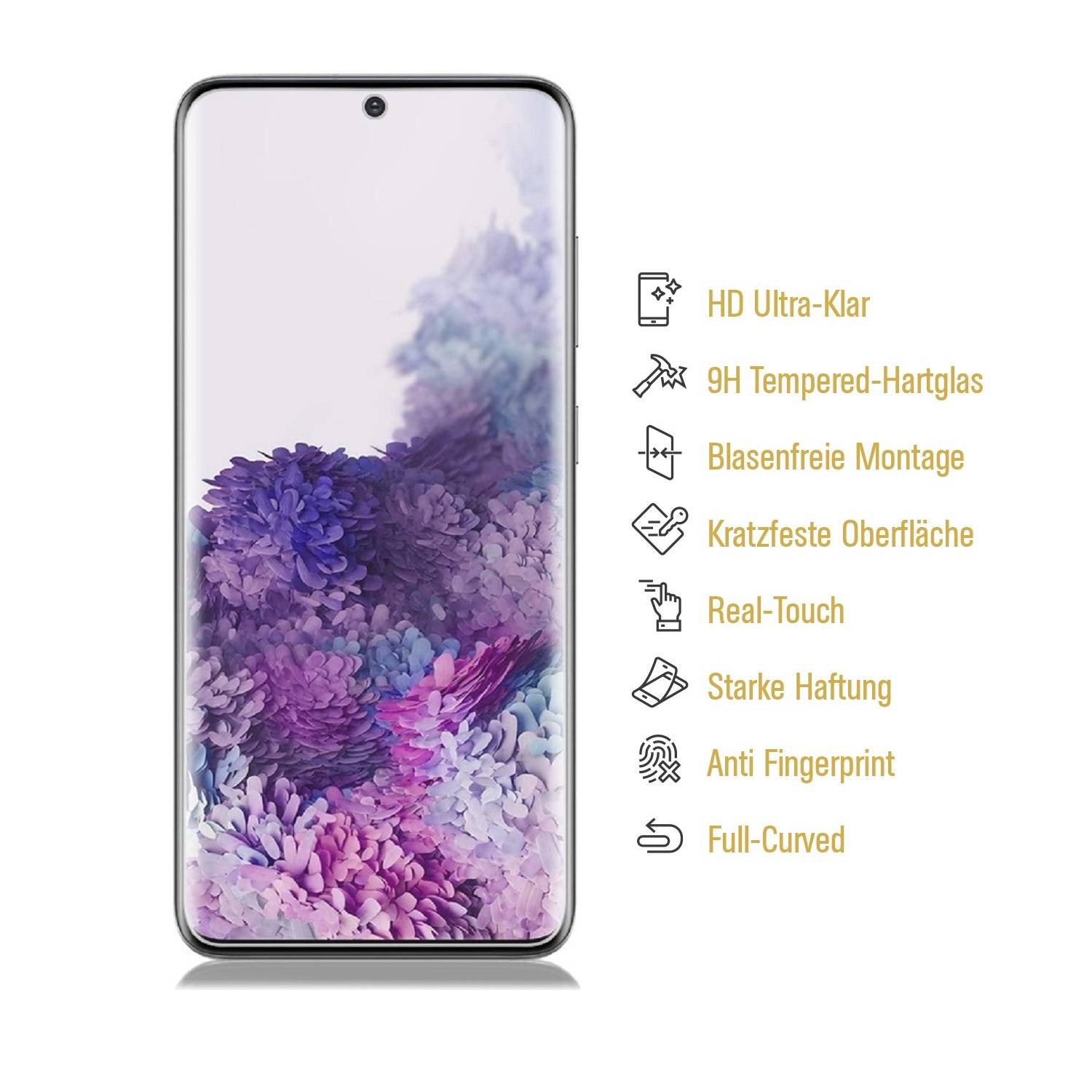 4x 9H Panzerglas für Samsung Galaxy S20 FULL CURVED Schutzfolie Schutzglas HD KLAR Displayschutz Panzerfolie Displayglas Tempered Echtglas Hartglas