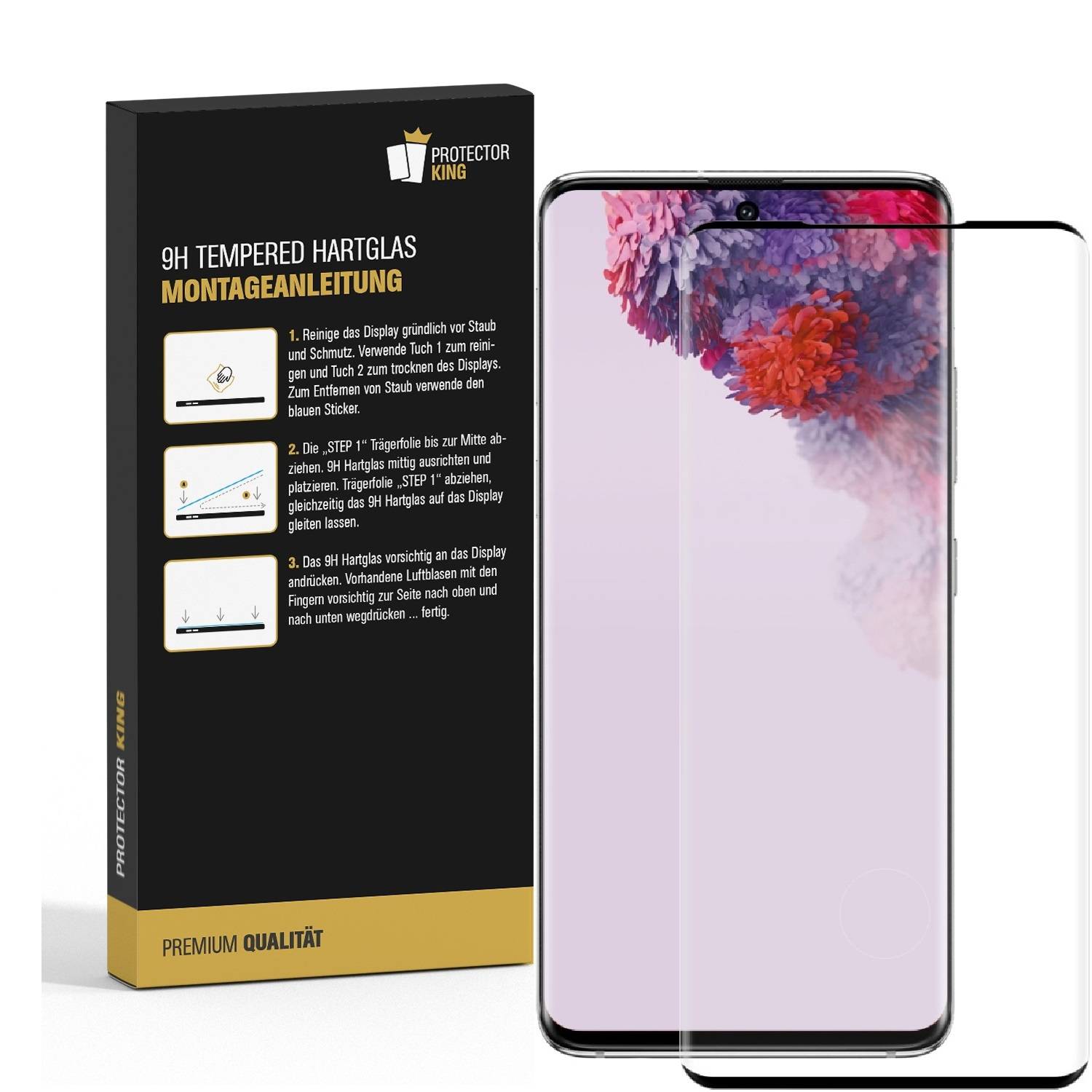 3x 9H Hartglas für Samsung Galaxy S20 Ultra FULL CURVED Schutzfolie Schutzglas SW Klar Displayschutz Panzerfolie Displayglas Tempered Glasfolie