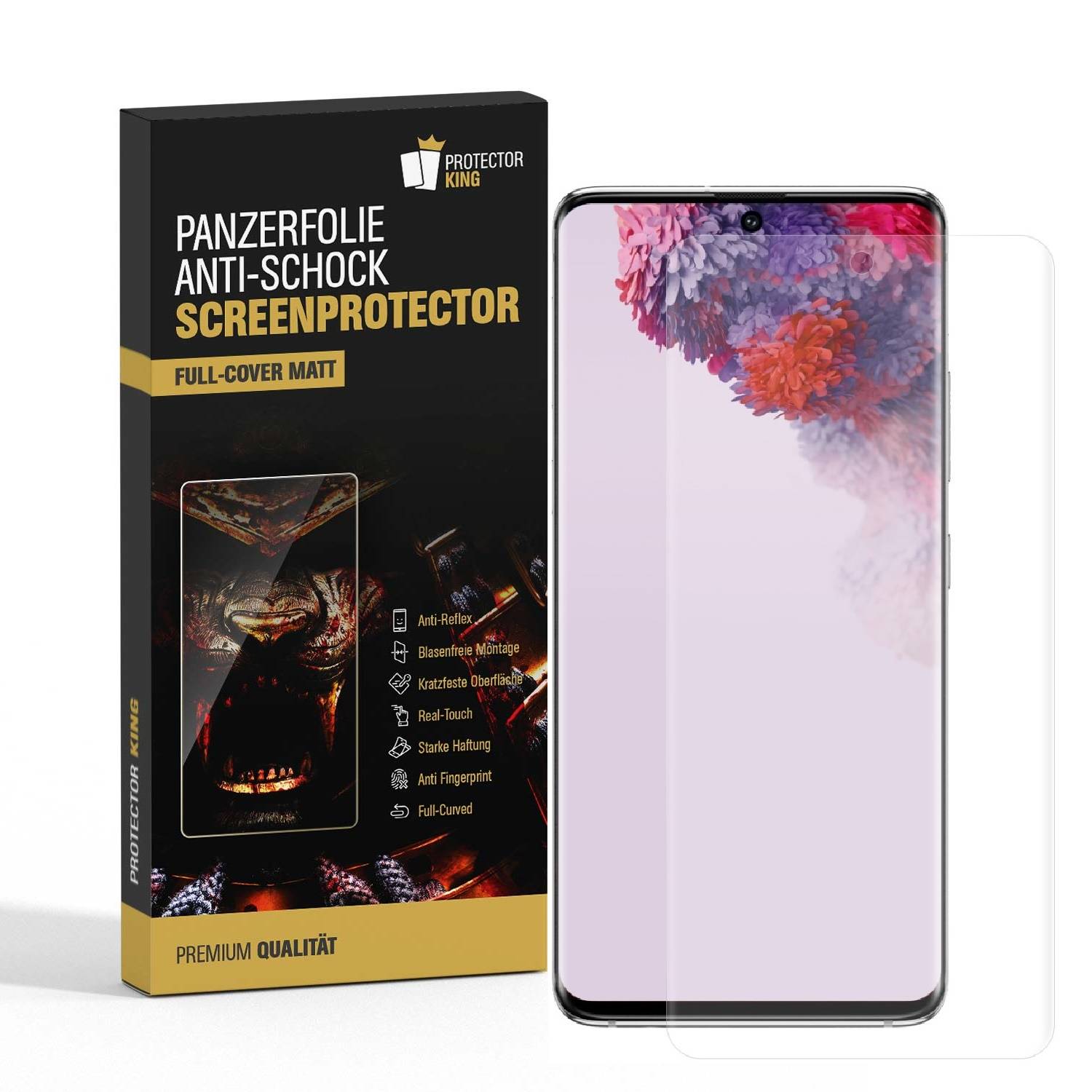 1x 9H Panzernanoglas für Samsung Galaxy S20 Plus FULL CURVED MATT ANTI-REFLEX Displayschutz Schutzglas Schutzfolie Panzerglas ANTI-SHOCK/