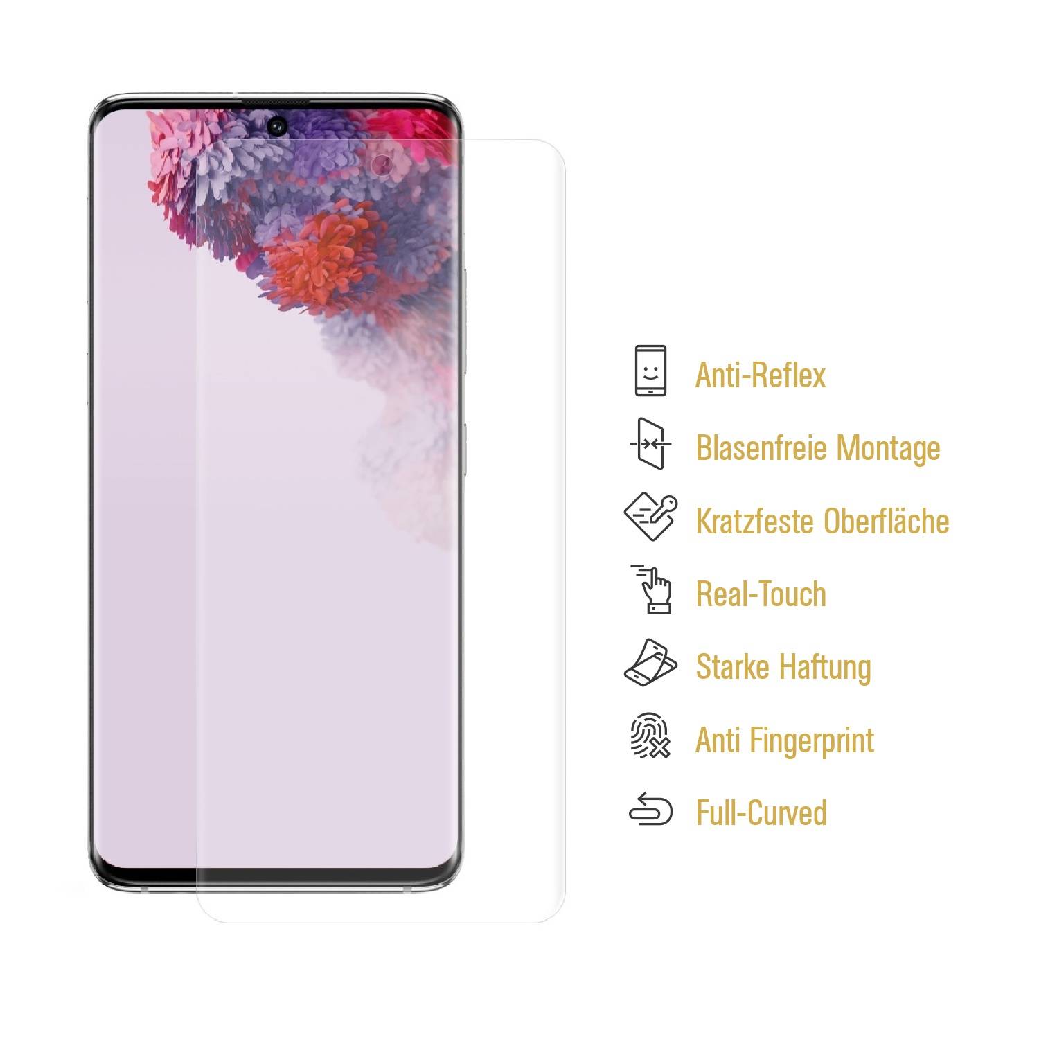 1x 9H Panzernanoglas für Samsung Galaxy S20 Plus FULL CURVED MATT ANTI-REFLEX Displayschutz Schutzglas Schutzfolie Panzerglas ANTI-SHOCK/