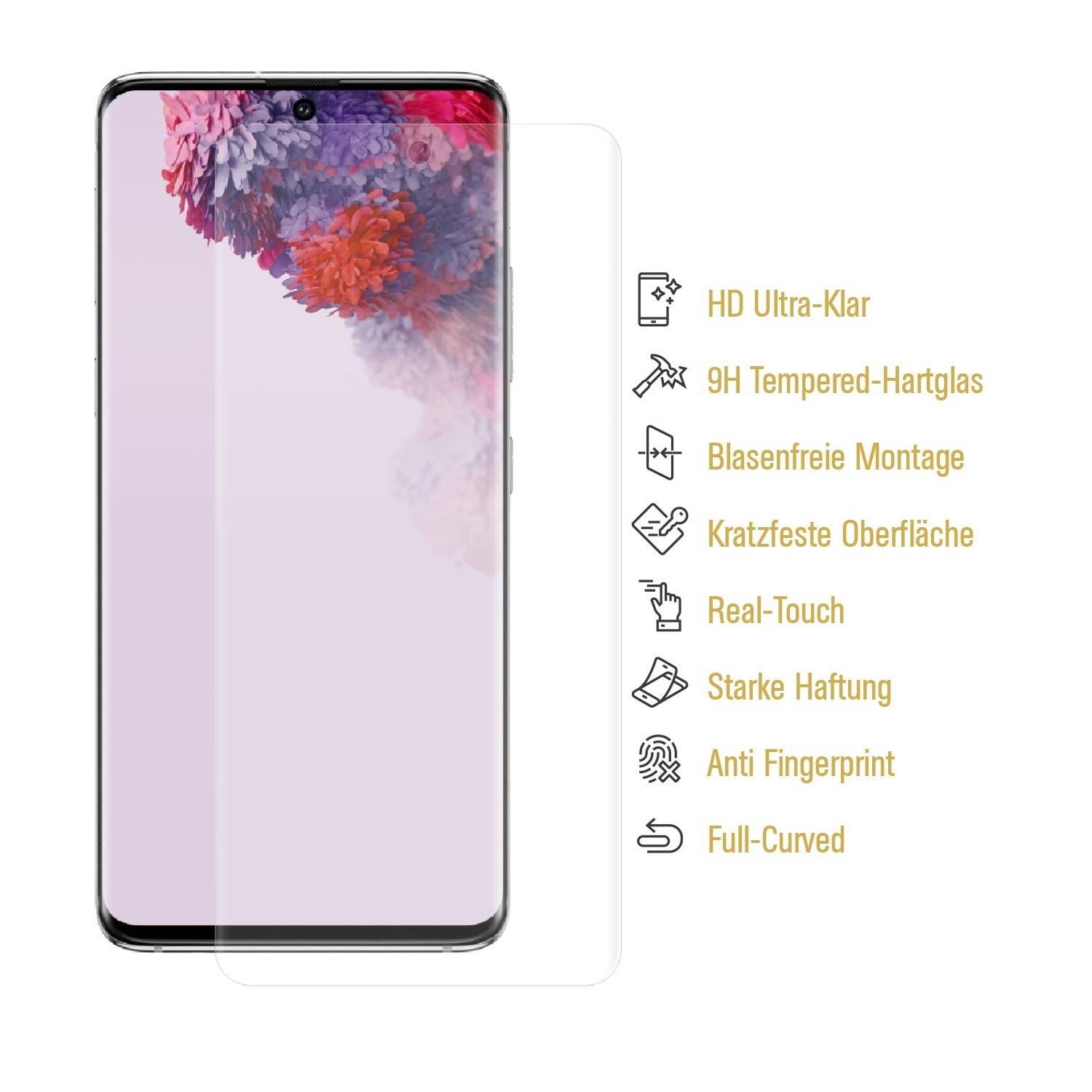 4x 9H Hartglas für Samsung Galaxy S20 Plus FULL CURVED Schutzfolie Schutzglas Klar Displayschutz Panzerfolie Displayglas Tempered Glasfolie