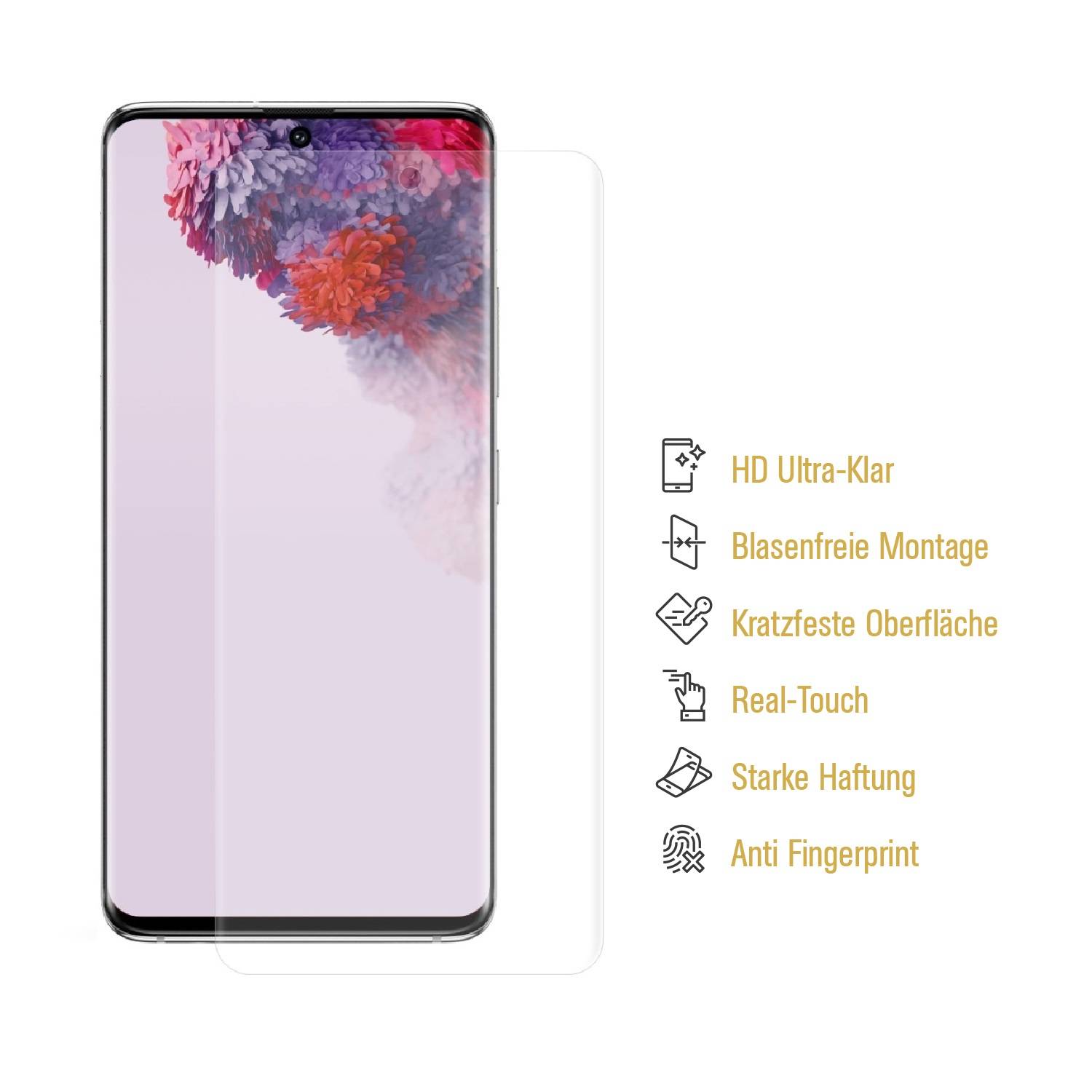 6x Hydrogel-Glass für Samsung Galaxy S20 Selbstheilend für Micro Kratzer 3D KLAR Panzerfolie Displayschutz Schutzfolie Screen-Protector