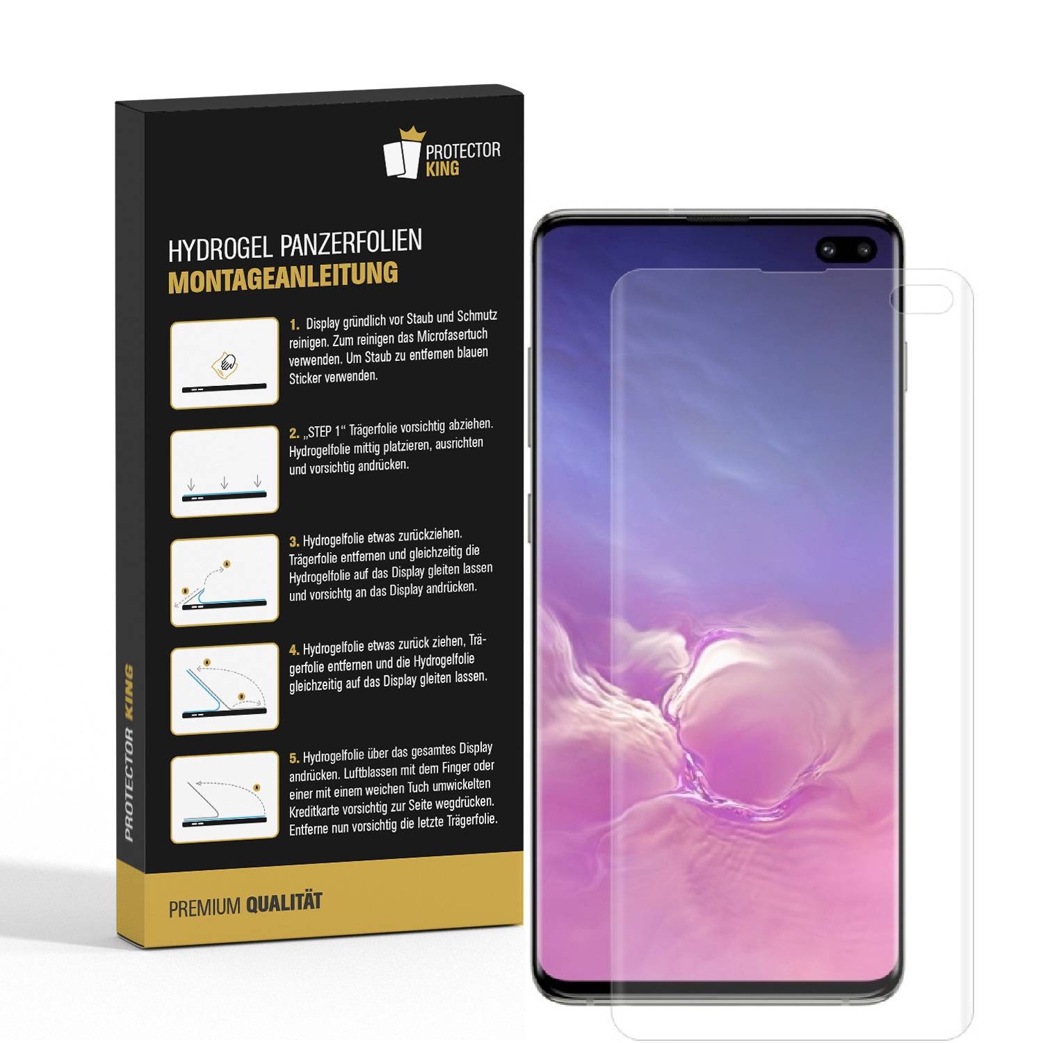 3x Hydrogel-Glass für Samsung Galaxy S10 Plus Selbstheilend für Micro Kratzer 3D KLAR Panzerfolie Displayschutz Schutzfolie Screen-Protector