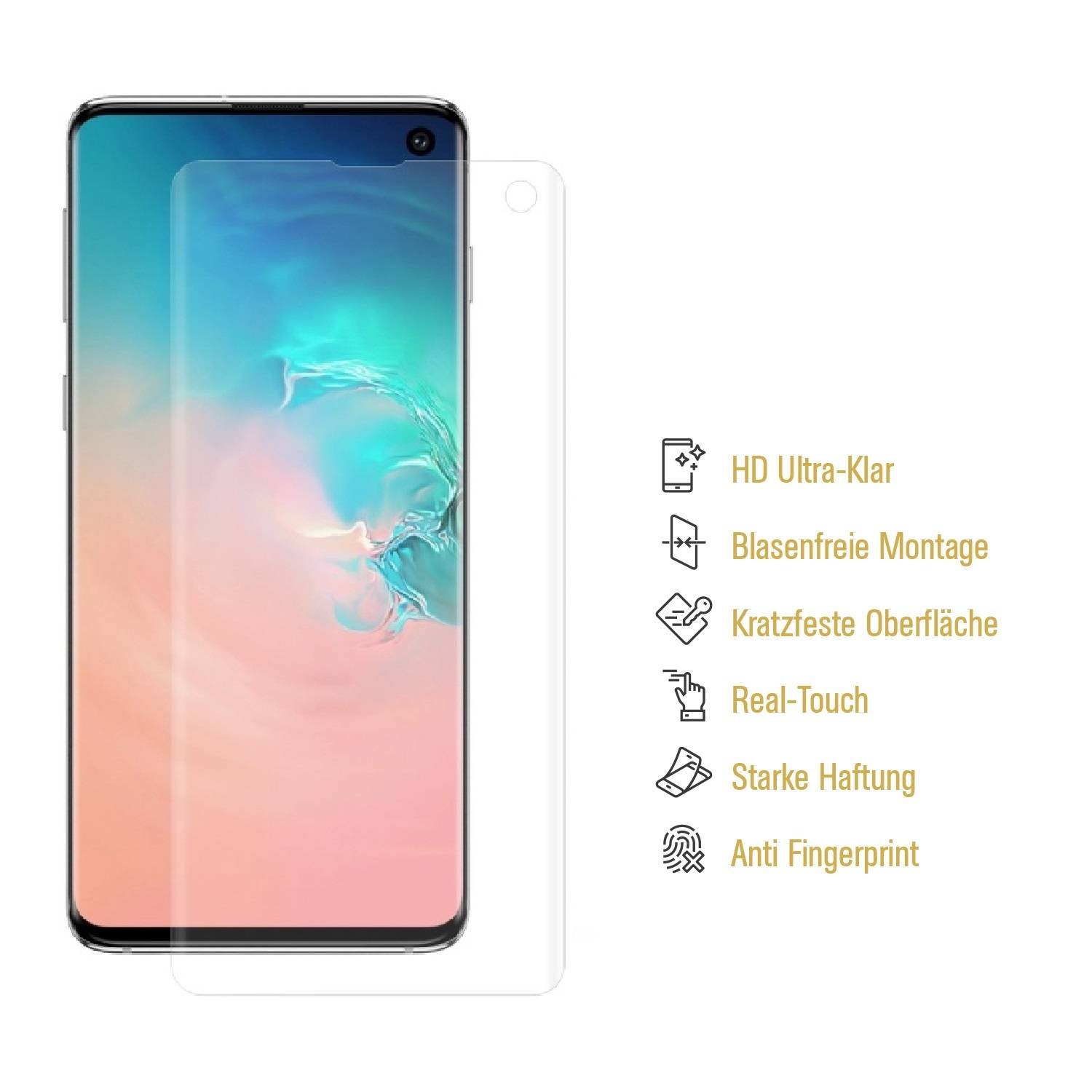 3x Hydrogel-Glass für Samsung Galaxy S10 Selbstheilend für Micro Kratzer 3D KLAR Panzerfolie Displayschutz Schutzfolie Screen-Protector