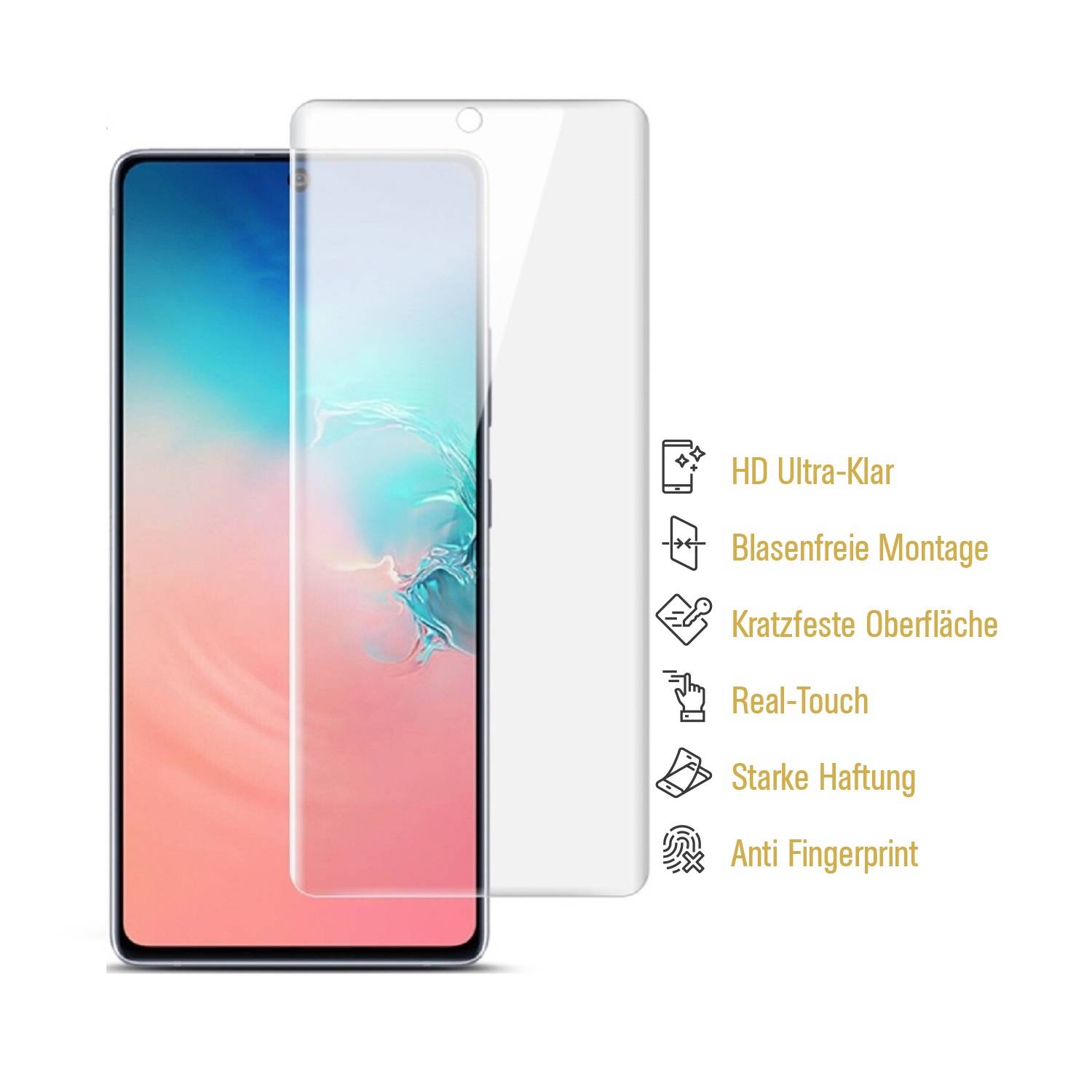 2x 9H Nano-Glass für Samsung Galaxy S10 Lite 3D KLAR Anti-Shock Anti-Bruch Anti-Stoß Anti-Schmutz Panzernanoglas Displayschutz Schutzfolie Panzerfol