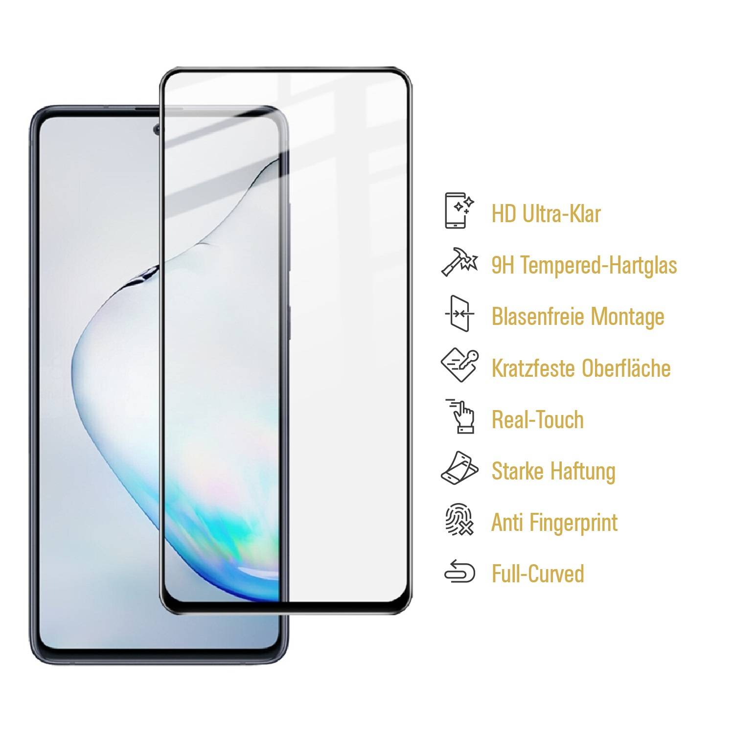 6x 9H Hartglas für Samsung Galaxy Note 10 Lite FULL COVER Schutzfolie Schutzglas Klar Displayglas Tempered Glasfolie Panzerglas Sicherheitsglas