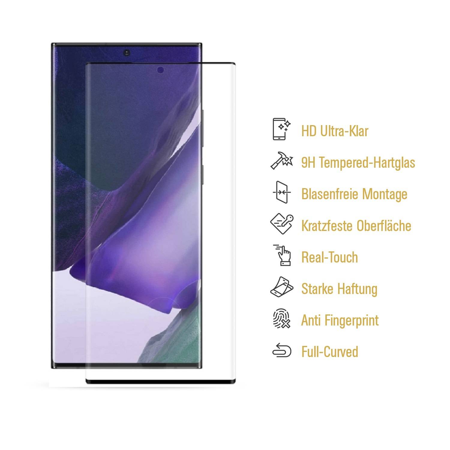 3x 9H Panzerglas für Samsung Galaxy Note 20 FULL CURVED 3D Klar Displayschutz Schutzfolie Schutzglas Panzerfolie Displayglas echtes Tempered