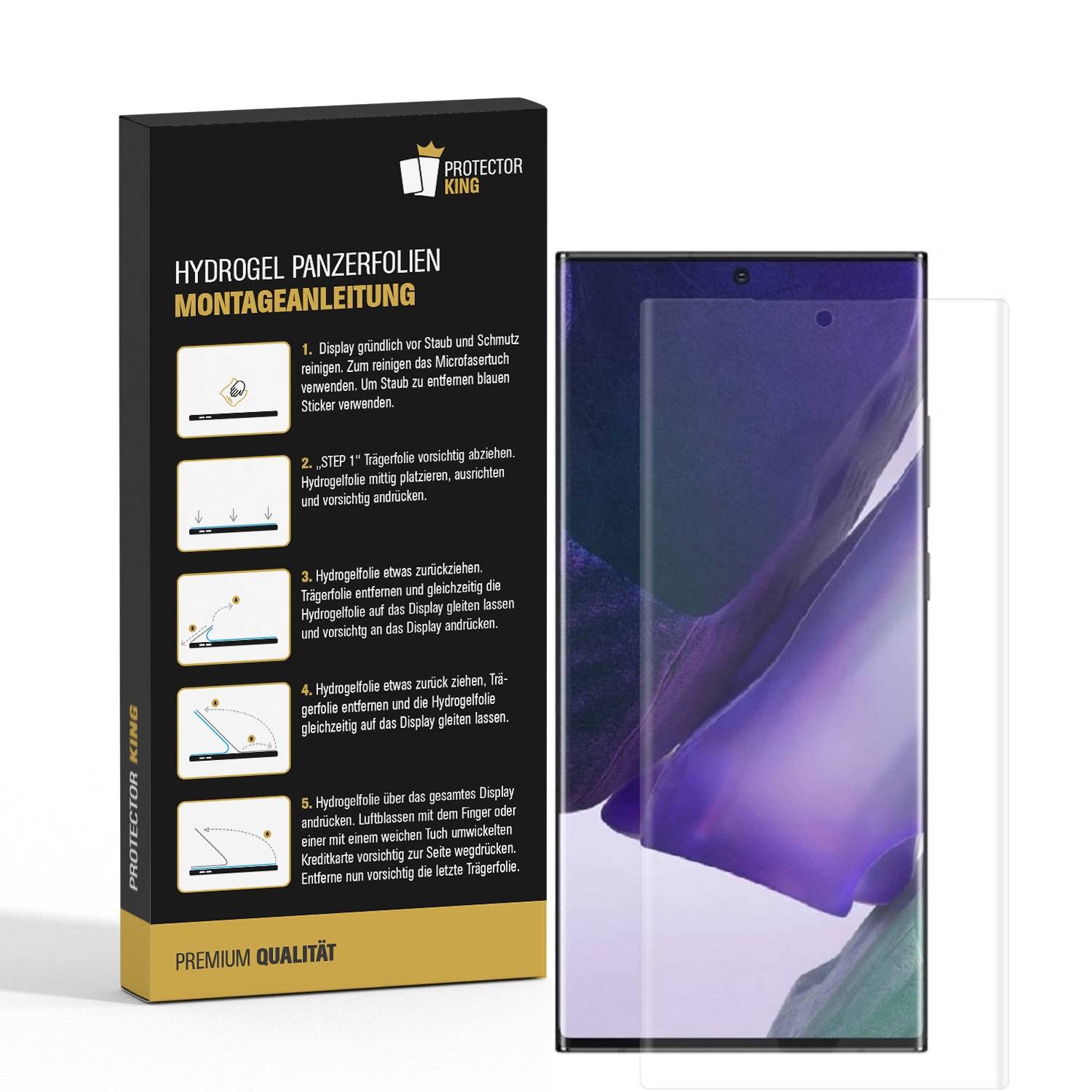 4x Hydrogel-Glass für Samsung Galaxy Note 20 Selbstheilend für Micro Kratzer 3D KLAR Panzerfolie Displayschutz Schutzfolie Screen-Protector