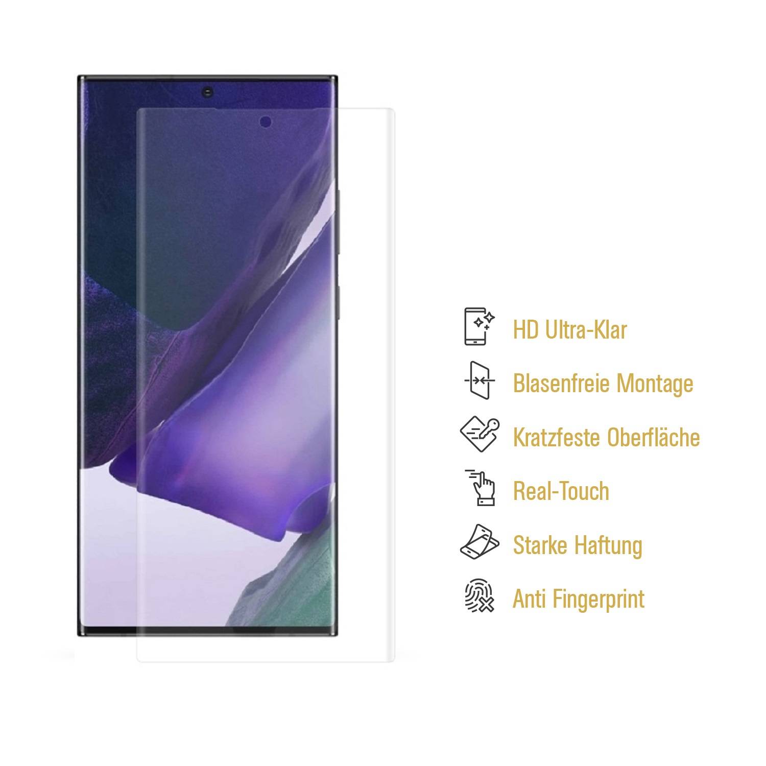 4x Hydrogel-Glass für Samsung Galaxy Note 20 Ultra Selbstheilend für Micro Kratzer 3D KLAR Panzerfolie Displayschutz Schutzfolie Screen-Protector