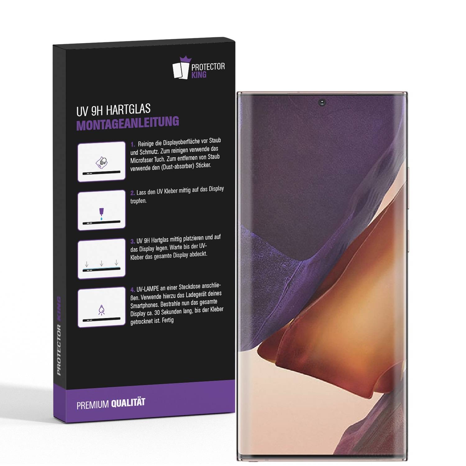 4x UV-Liquid 9H Panzerglas für Samsung Galaxy Note 20 3D KLAR echtes Tempered Panzerhartglas Schutzglas Displayschutz Panzerfolie Schutzfolie Screen