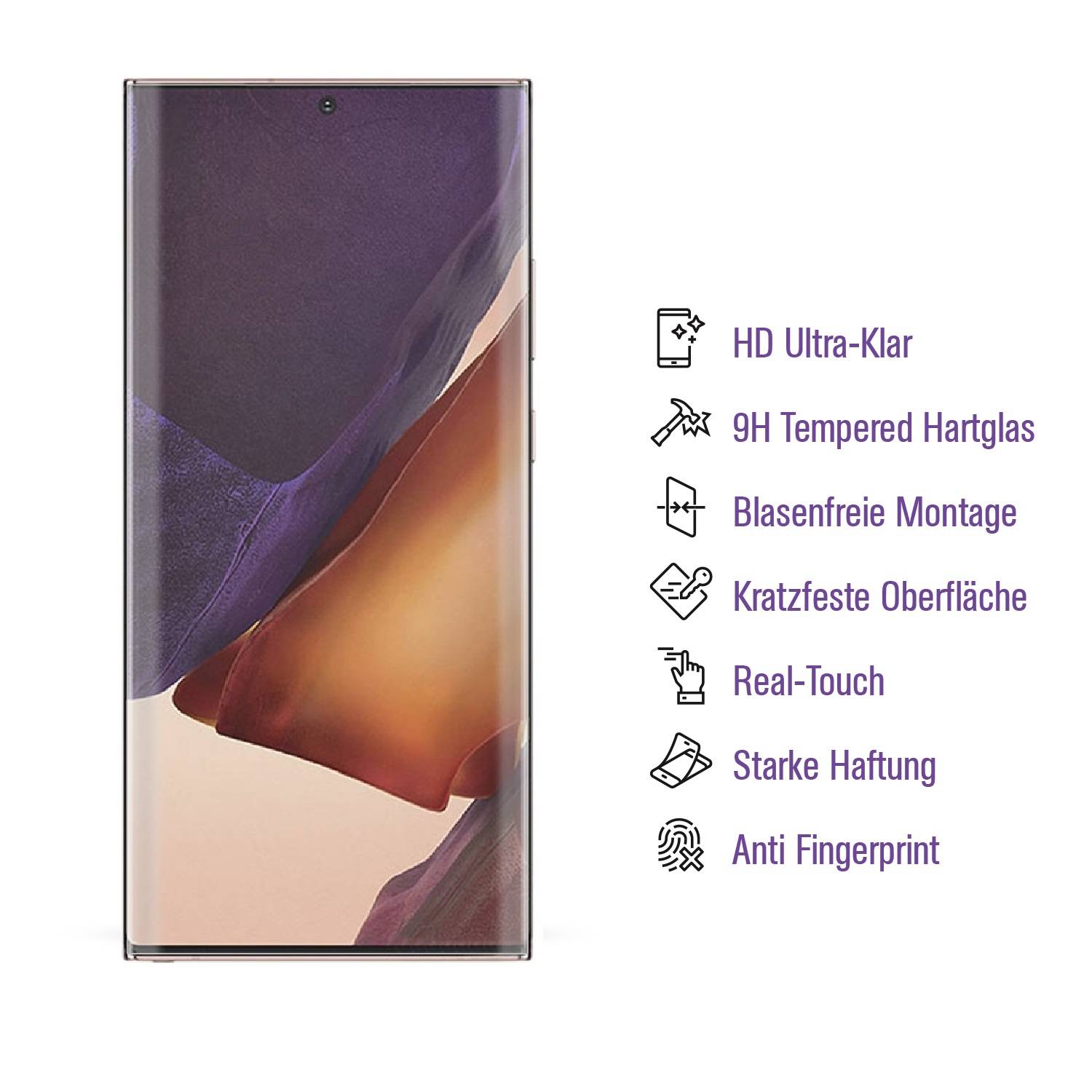 1x UV-Liquid 9H Panzerglas für Samsung Galaxy Note 20 Ultra 3D KLAR echtes Tempered Panzerhartglas Schutzglas Displayschutz Panzerfolie Schutzfolie