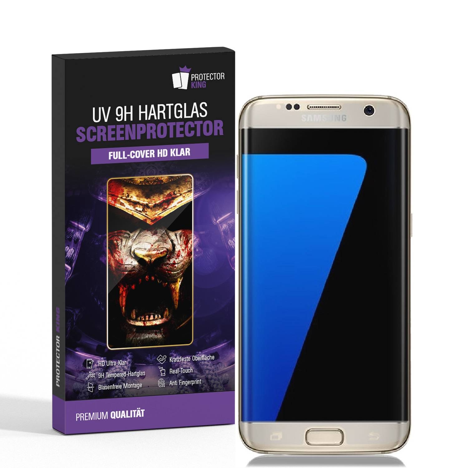 5x UV-Liquid 9H Panzerglas für Samsung Galaxy S7 Edge 3D KLAR echtes Tempered Panzerhartglas Schutzglas Displayschutz Panzerfolie Schutzfolie Screen