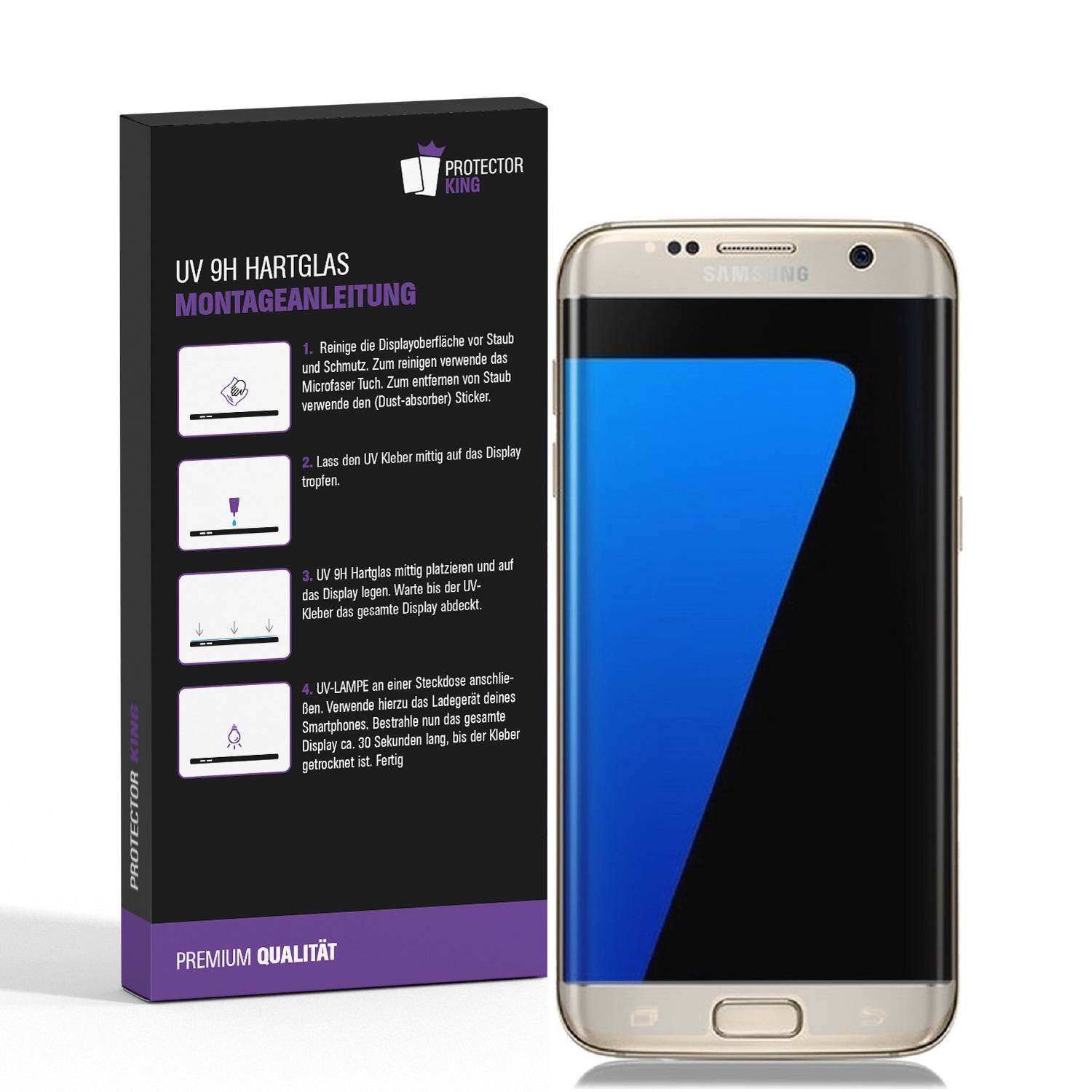 4x UV-Liquid 9H Panzerglas für Samsung Galaxy S7 Edge 3D KLAR echtes Tempered Panzerhartglas Schutzglas Displayschutz Panzerfolie Schutzfolie Screen