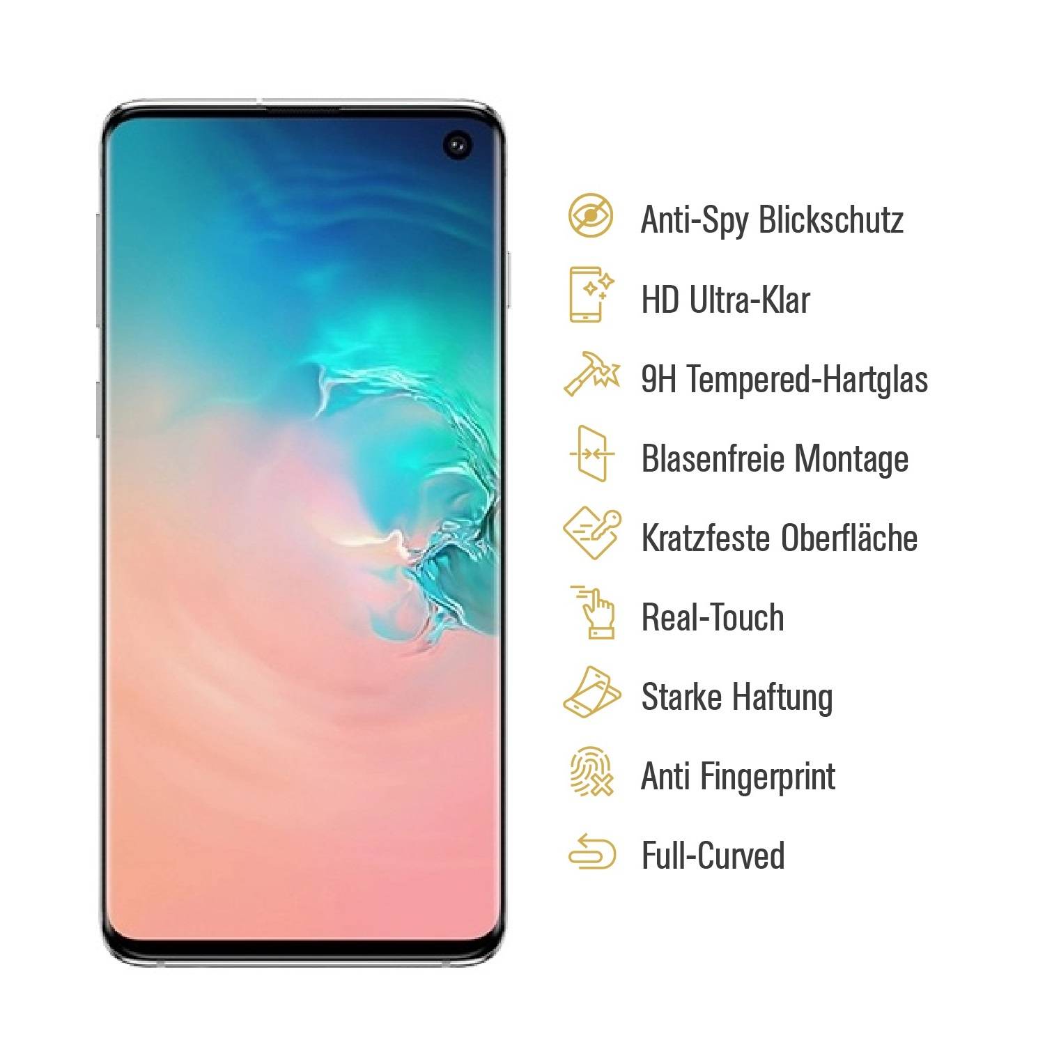 1x Blickschutz 9H Panzerhartglas für Samsung Galaxy S10 FULL CURVED ANTI-SPY Privacy Displayschutz Panzerfolie Schutzfolie Schutzglas echtes