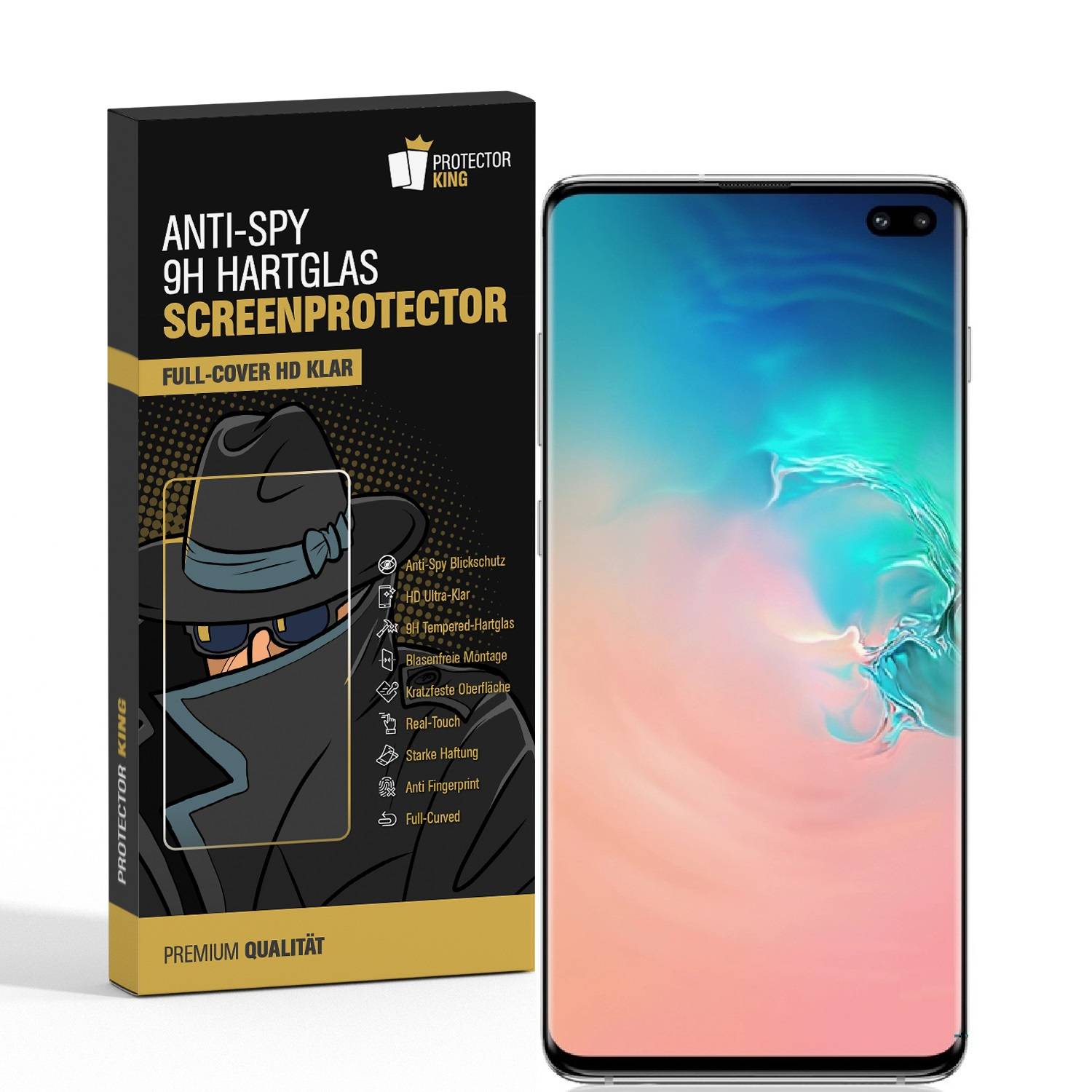 1x Blickschutz 9H Panzerhartglas für Samsung Galaxy S10 Plus FULL CURVED ANTI-SPY Privacy Displayschutz Panzerfolie Schutzfolie Schutzglas echtes