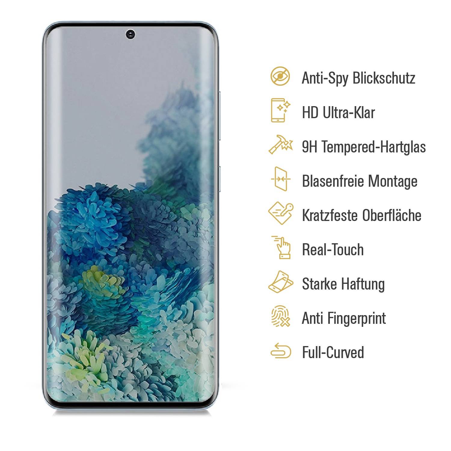 3x Blickschutz 9H Panzerhartglas für Samsung Galaxy S20 Plus FULL CURVED ANTI-SPY Privacy Displayschutz Panzerfolie Schutzfolie Schutzglas echtes