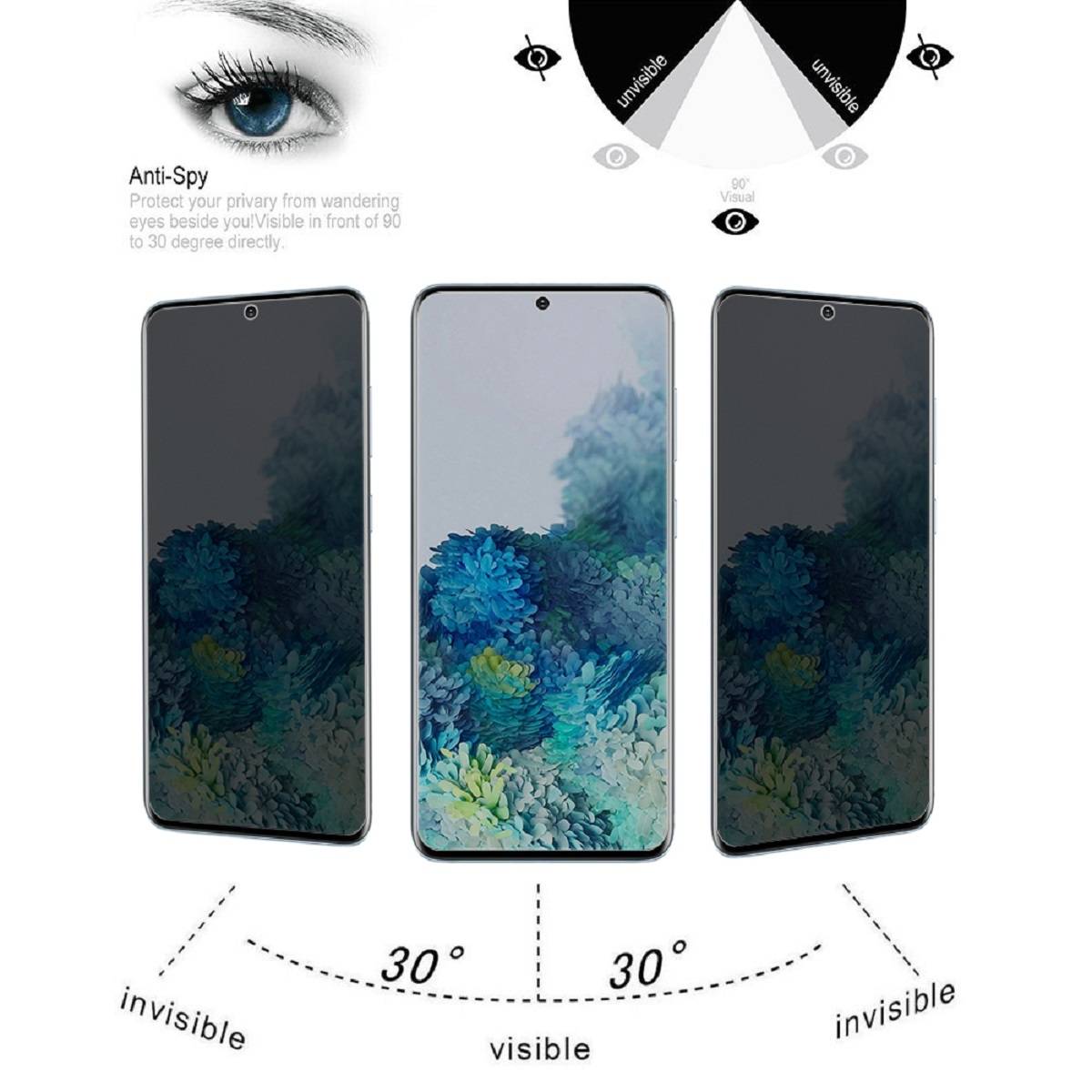 3x Blickschutz 9H Panzerhartglas für Samsung Galaxy S20 Plus FULL CURVED ANTI-SPY Privacy Displayschutz Panzerfolie Schutzfolie Schutzglas echtes