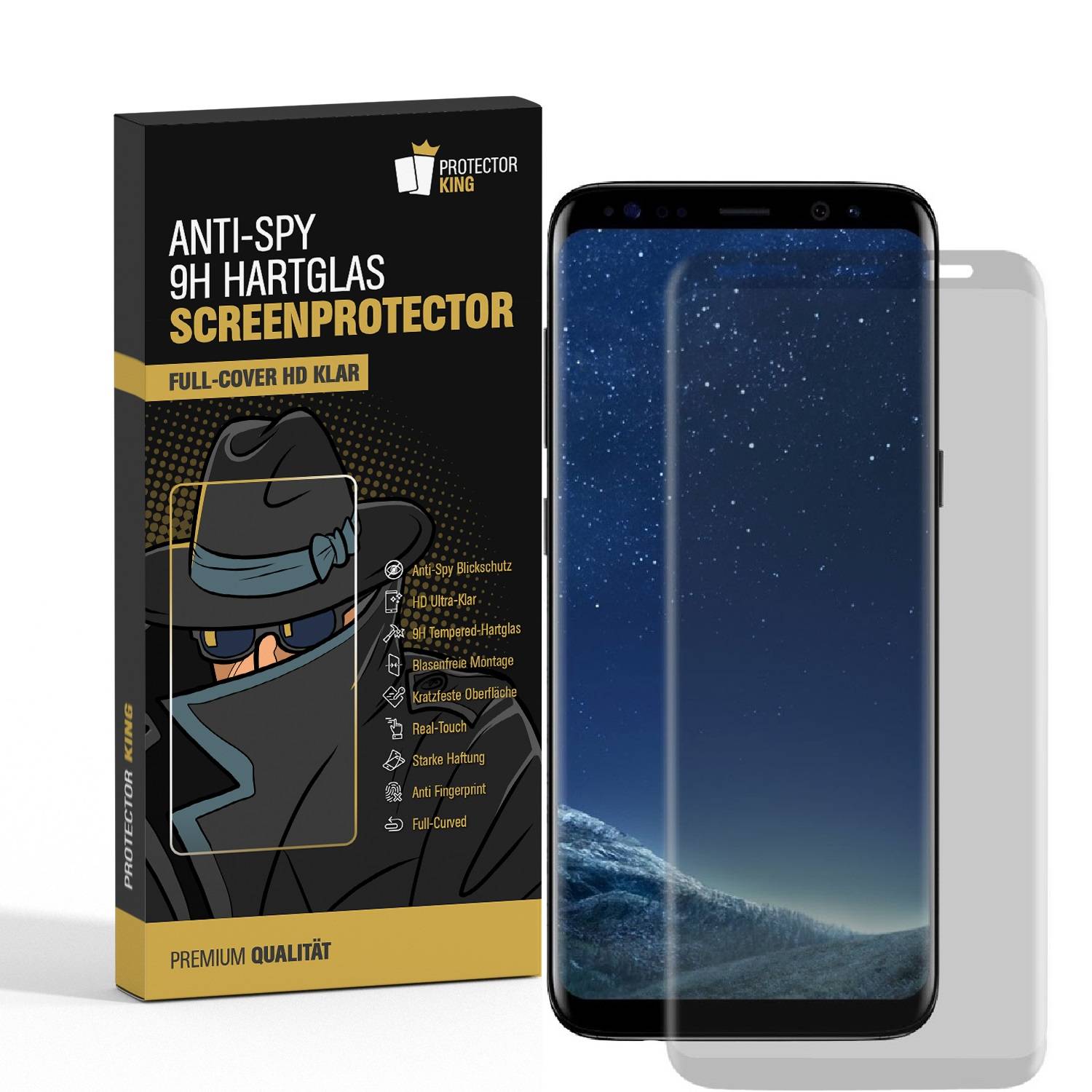 1x 9H Hartglas für Samsung Galaxy S9 FULL CURVED Privacy ANTI-SPY Panzerfolie Displayschutz HD Schutzfolie Schutzglas Panzerglas Blickschutz