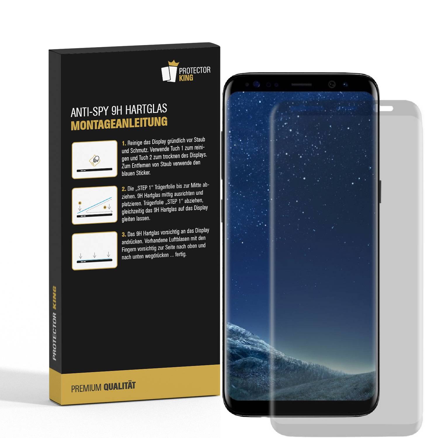 2x 9H Hartglas für Samsung Galaxy S9 Plus FULL CURVED Privacy ANTI-SPY Panzerfolie Displayschutz HD Schutzfolie Schutzglas Panzerglas Blickschutz