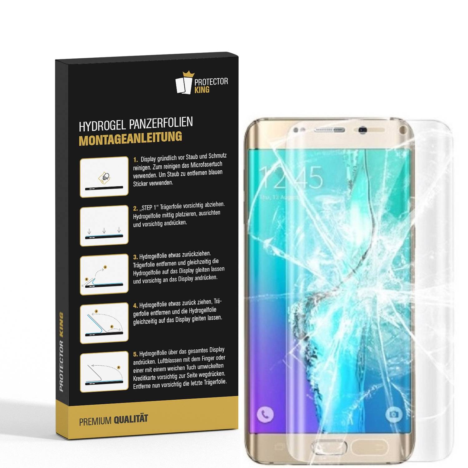 6x Hydrogel-Glass für Samsung Galaxy S6 Edge Selbstheilend für Micro Kratzer 3D KLAR Panzerfolie Displayschutz Schutzfolie Screen-Protector