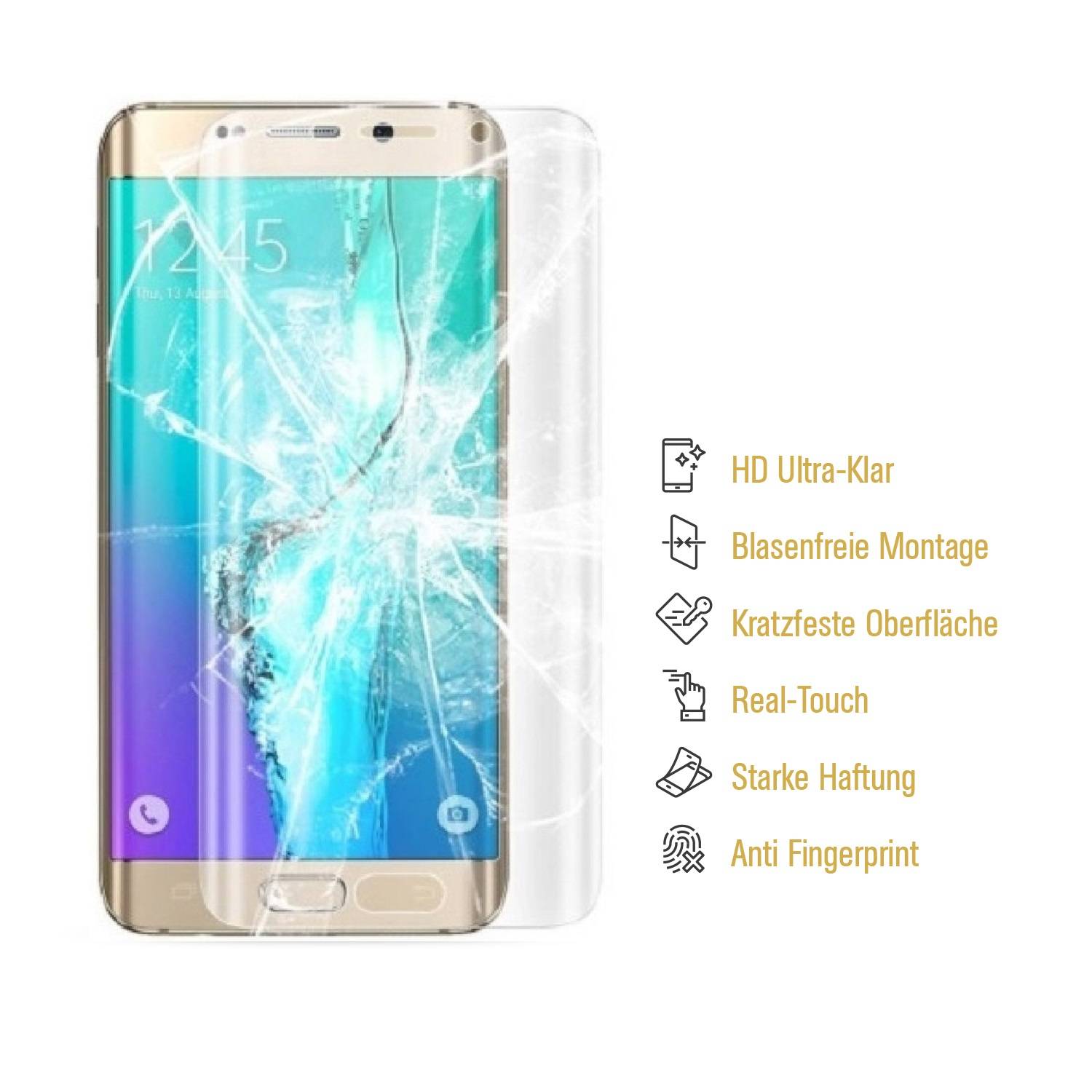 6x Hydrogel-Glass für Samsung Galaxy S6 Edge Selbstheilend für Micro Kratzer 3D KLAR Panzerfolie Displayschutz Schutzfolie Screen-Protector