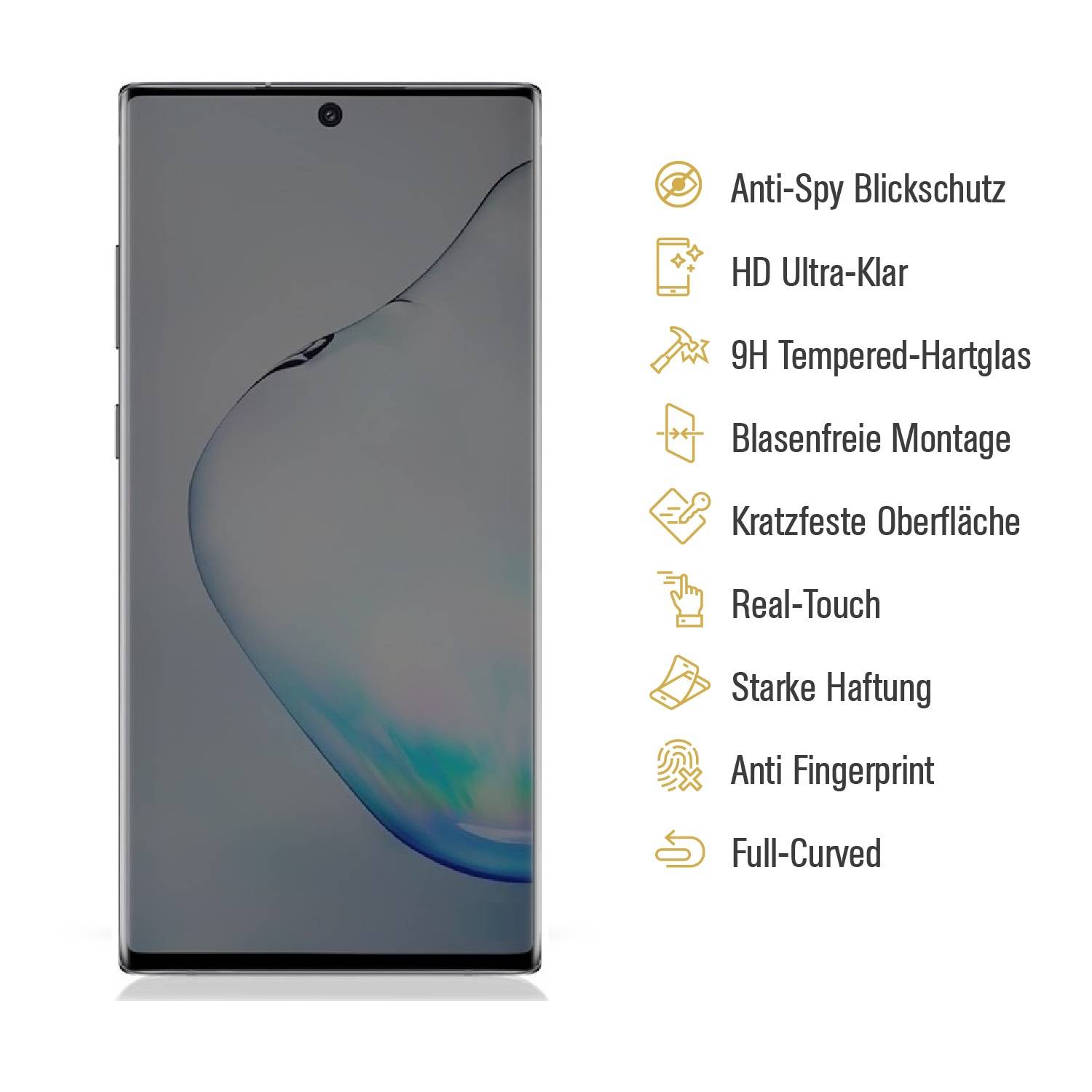 2x 9H Panzerglas für Samsung Galaxy Note 10 Anti-Spy Privacy Blickschutz echtes Tempered Panzerglas Panzerfolie Displayschutz Schutzfolie Schutzglas