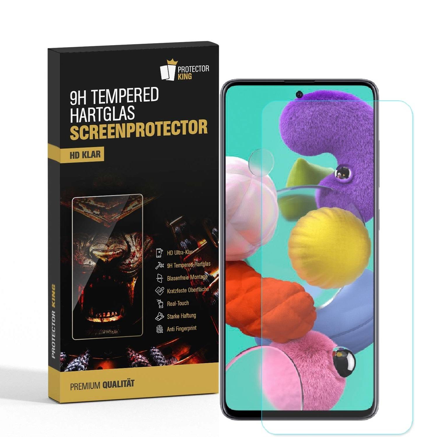 2x 9H Hartglas für Samsung Galaxy A51 Panzerfolie Displayschutz Schutzglas KLAR Panzerglas Schutzglas Schutzfolie