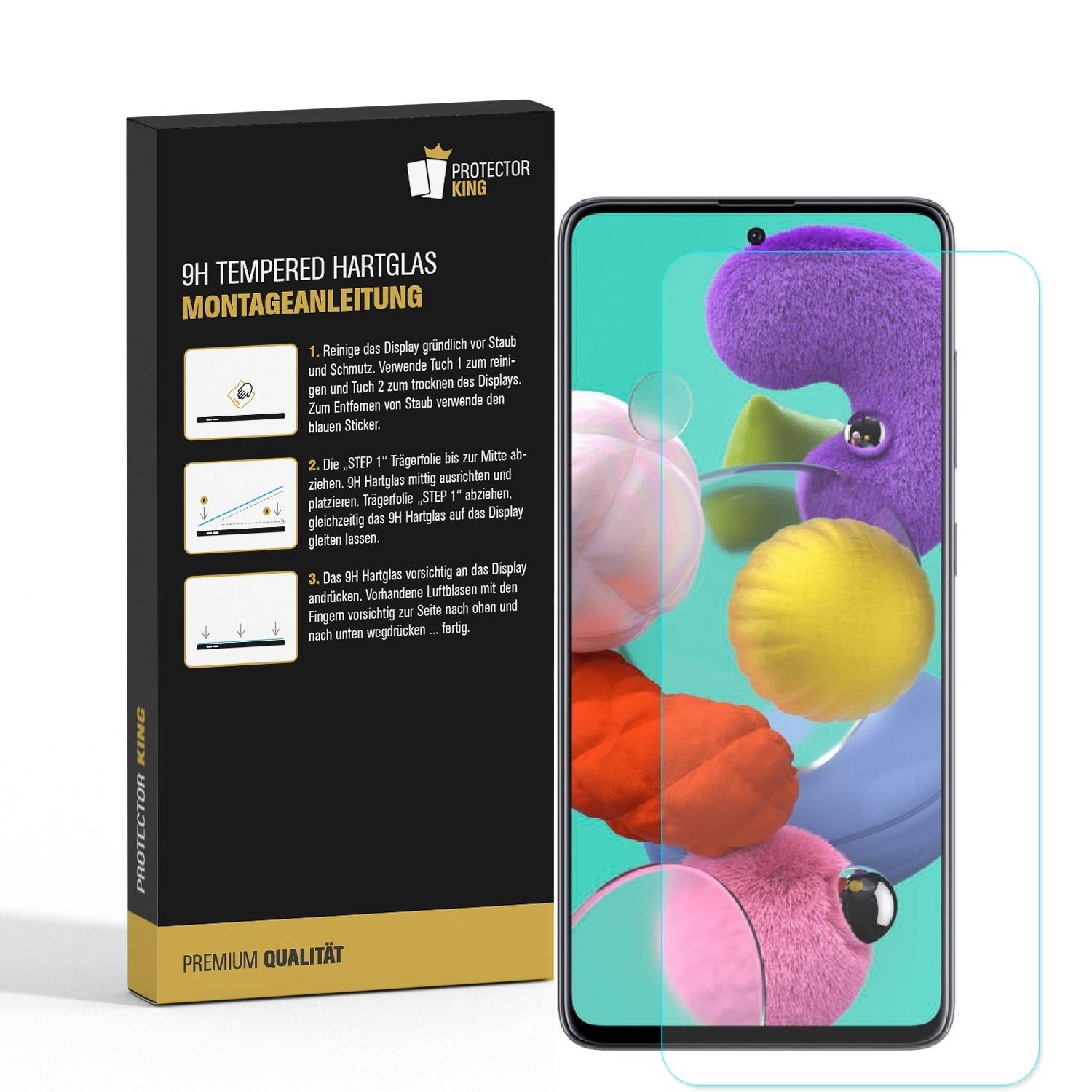 3x 9H Hartglas für Samsung Galaxy A51 Panzerfolie Displayschutz Schutzglas KLAR Panzerglas Schutzglas Schutzfolie