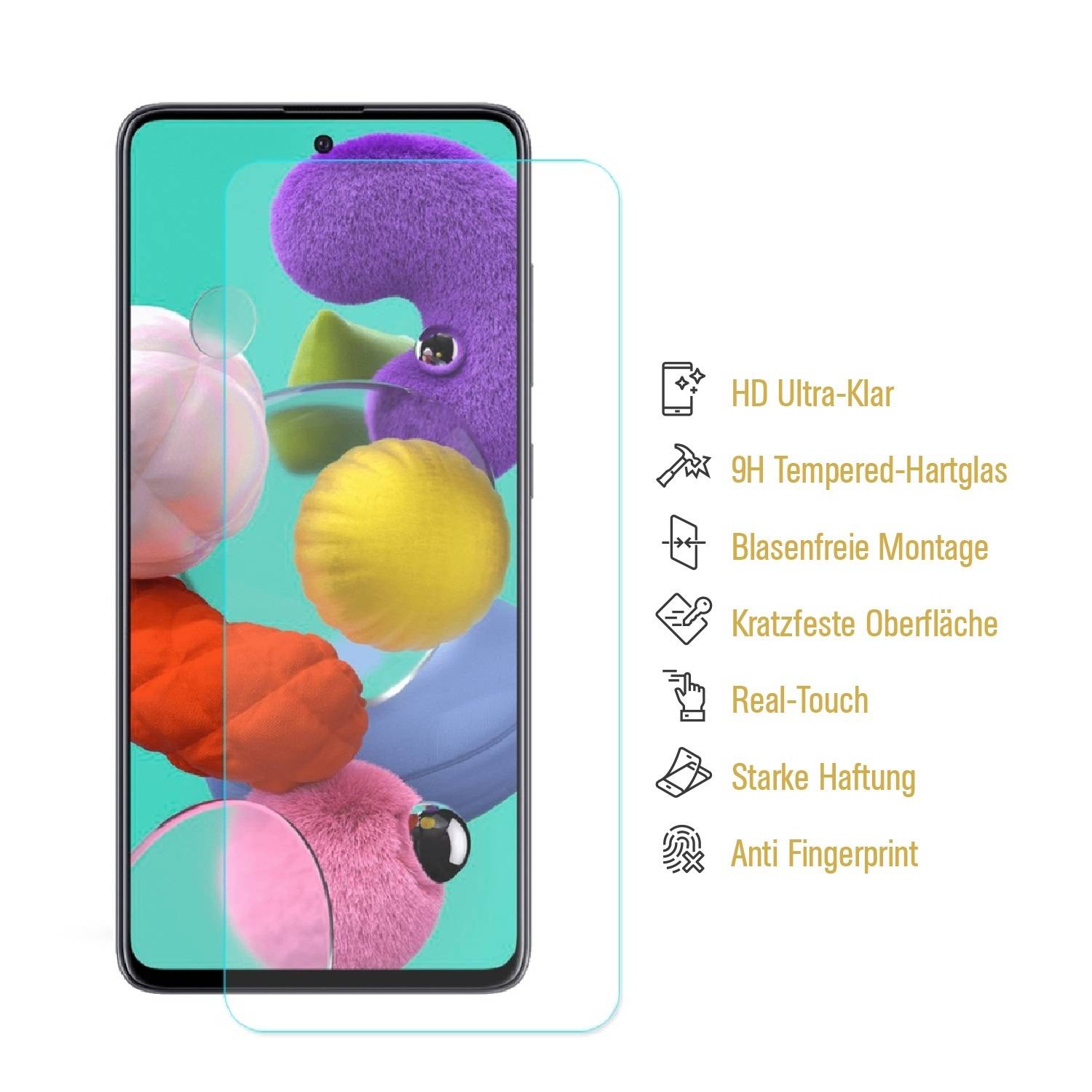 6x 9H Hartglas für Samsung Galaxy A51 Panzerfolie Displayschutz Schutzglas KLAR Panzerglas Schutzglas Schutzfolie