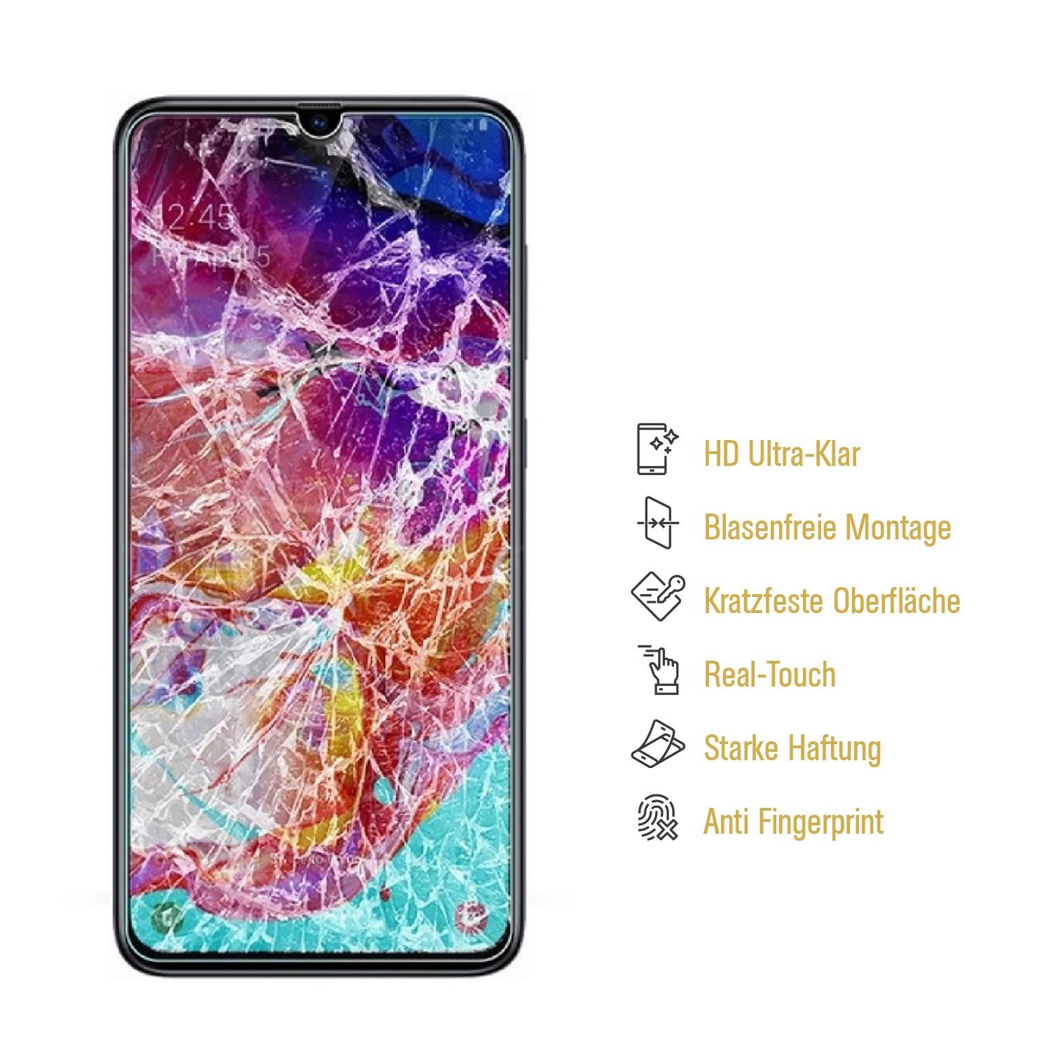3x 9H Nano-Glass für Samsung Galaxy M30 3D KLAR Anti-Shock Anti-Bruch Anti-Stoß Anti-Schmutz Panzernanoglas Displayschutz Schutzfolie Panzerfolie Pa